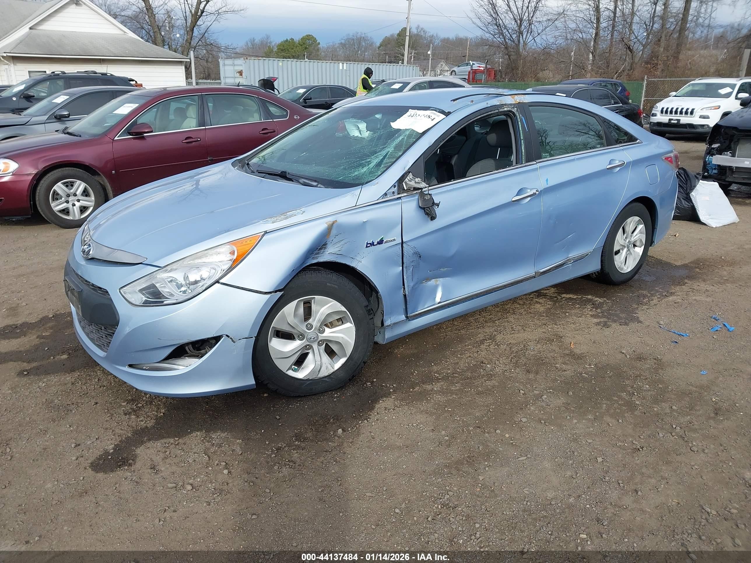 2014 Hyundai Sonata Hybrid   Light Blue vin: KMHEC4A42EA114312