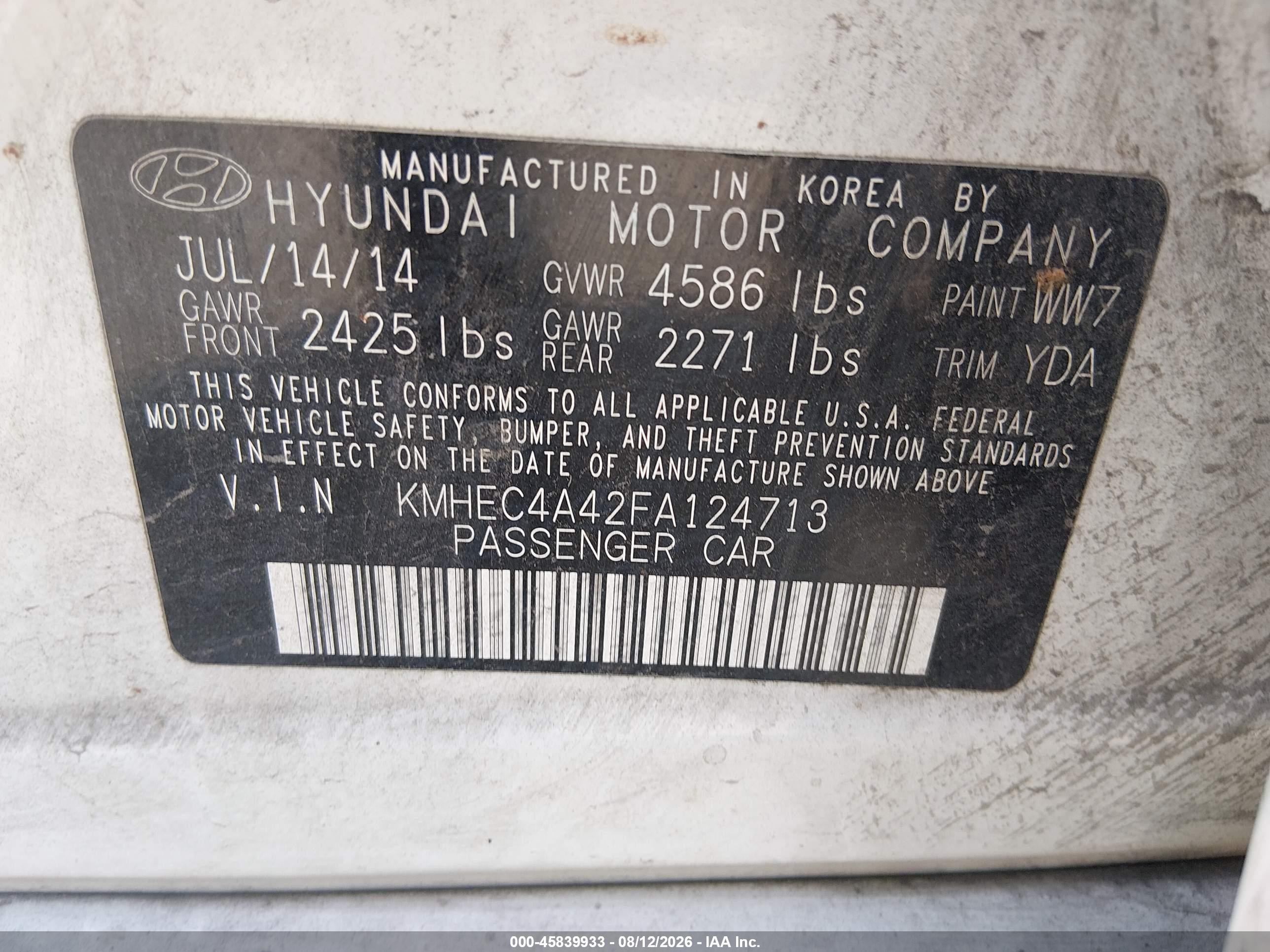 2015 Hyundai Sonata Hybrid Limited White vin: KMHEC4A42FA124713