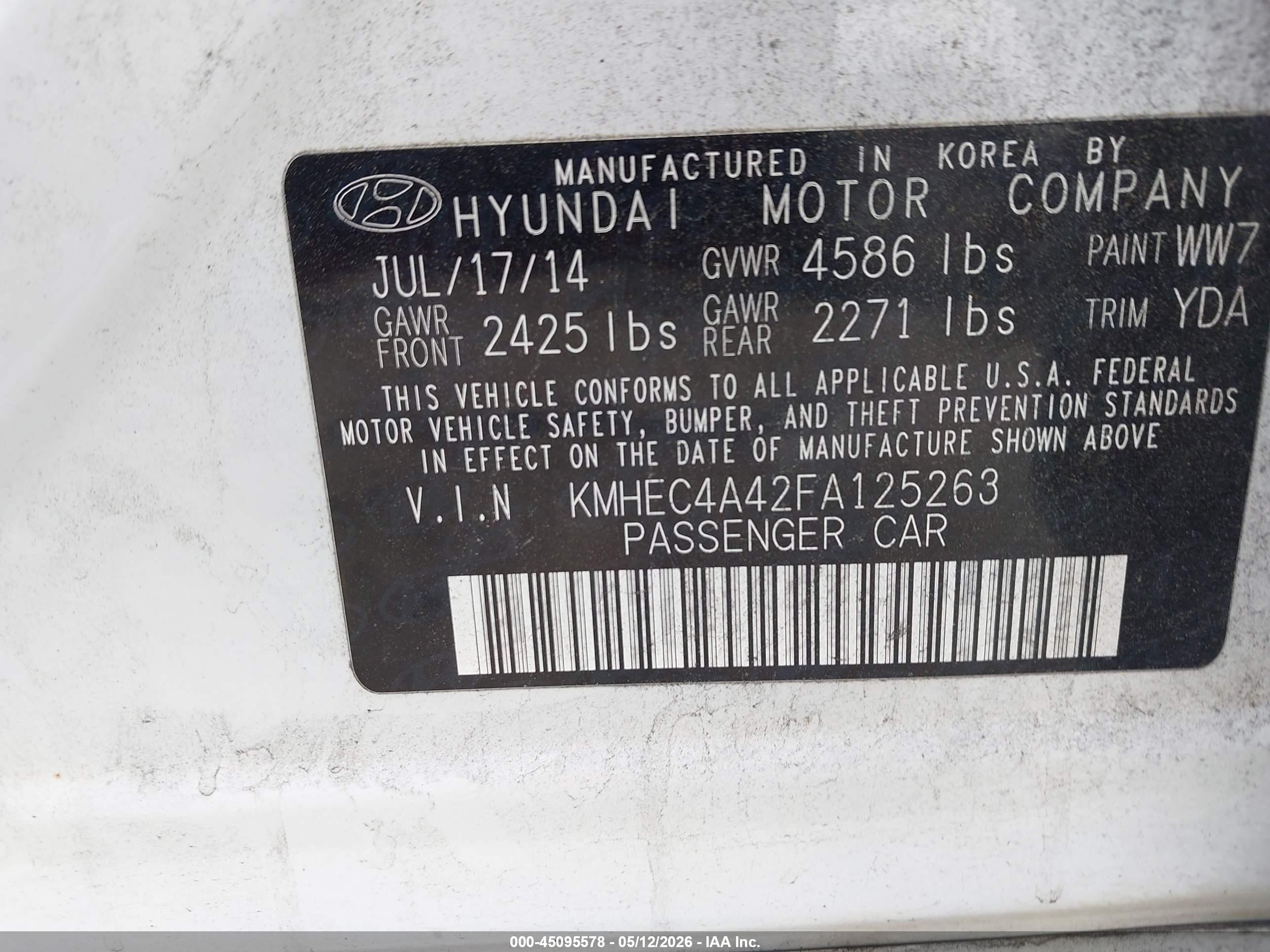 2015 Hyundai Sonata Hybrid Limited White vin: KMHEC4A42FA125263