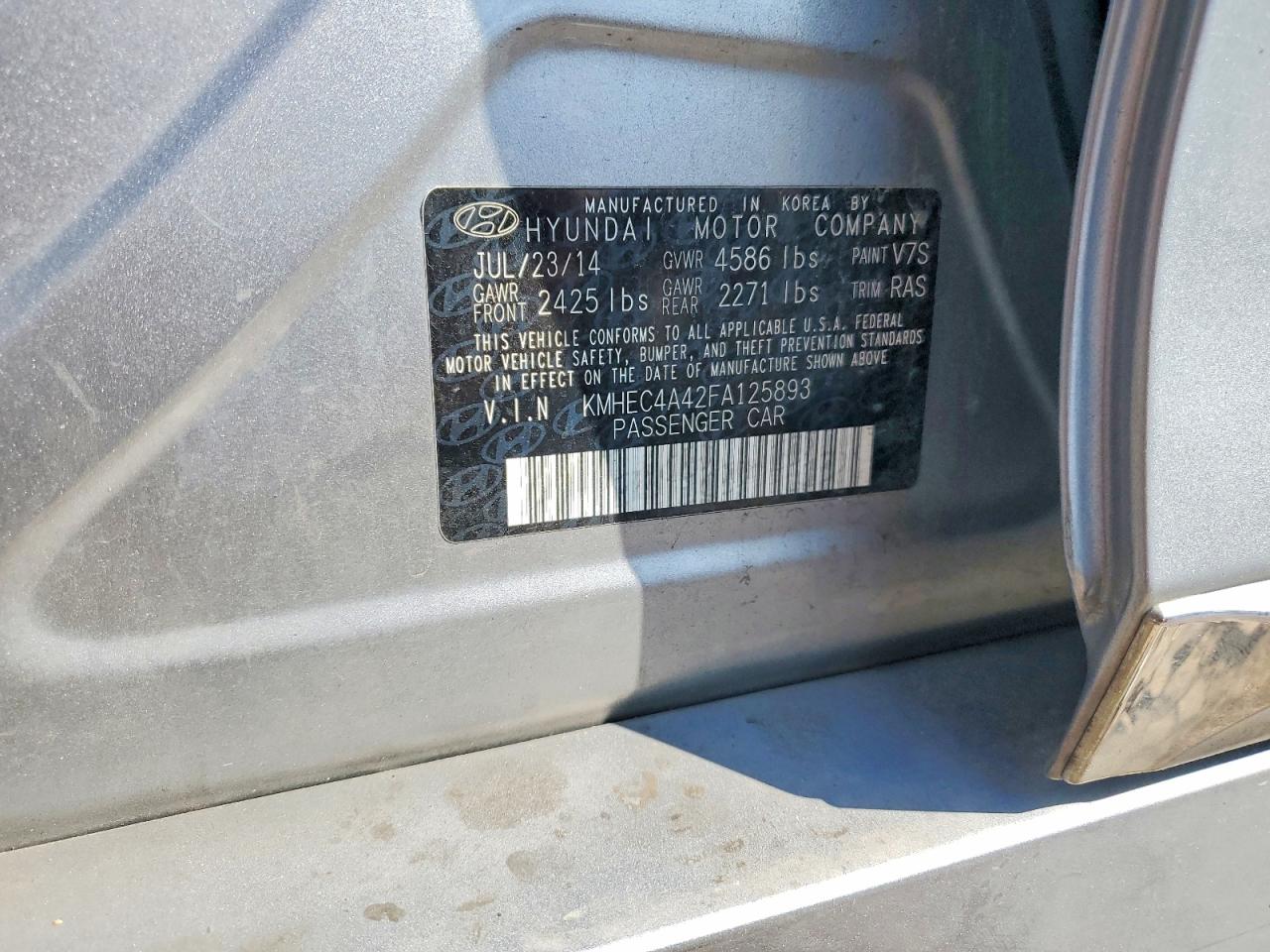 2015 Hyundai Sonata Hybrid Limited Gray vin: KMHEC4A42FA125893