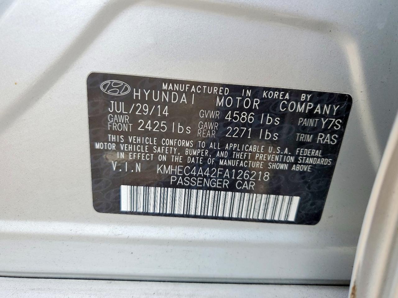 2015 Hyundai Sonata Hybrid Limited Silver vin: KMHEC4A42FA126218