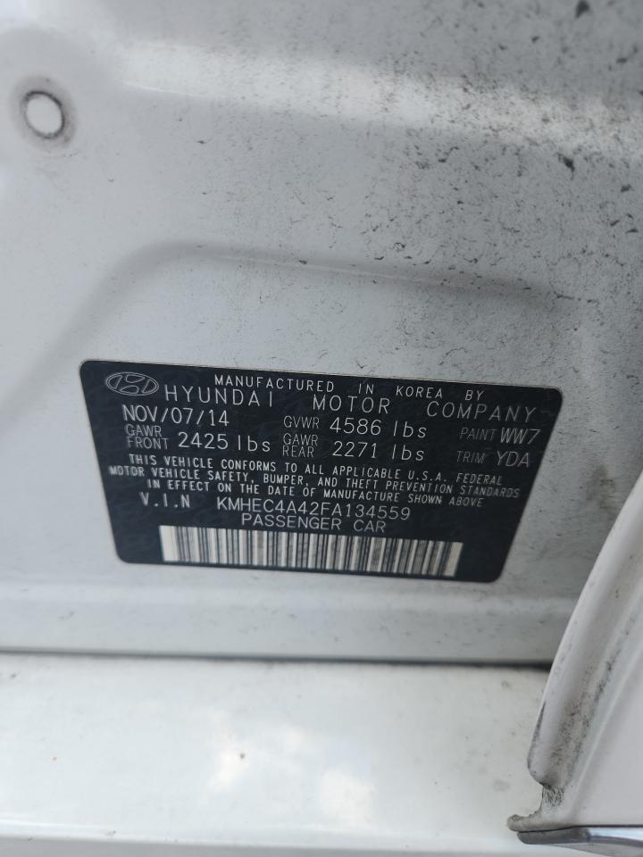 2015 Hyundai Sonata Hybrid Base White vin: KMHEC4A42FA134559