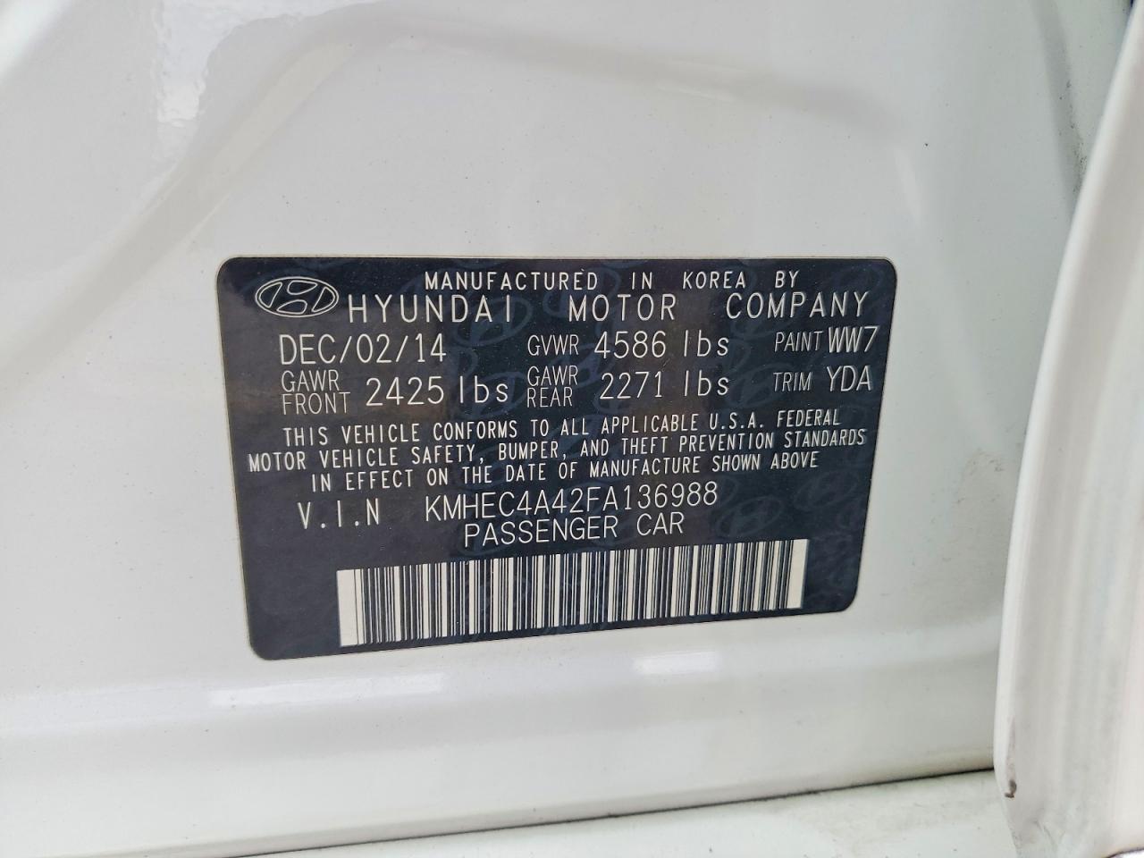 2015 Hyundai Sonata Hybrid White vin: KMHEC4A42FA136988
