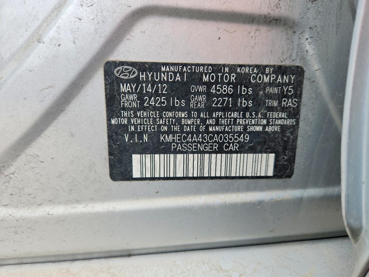 2012 Hyundai Sonata Hybrid Silver vin: KMHEC4A43CA035549