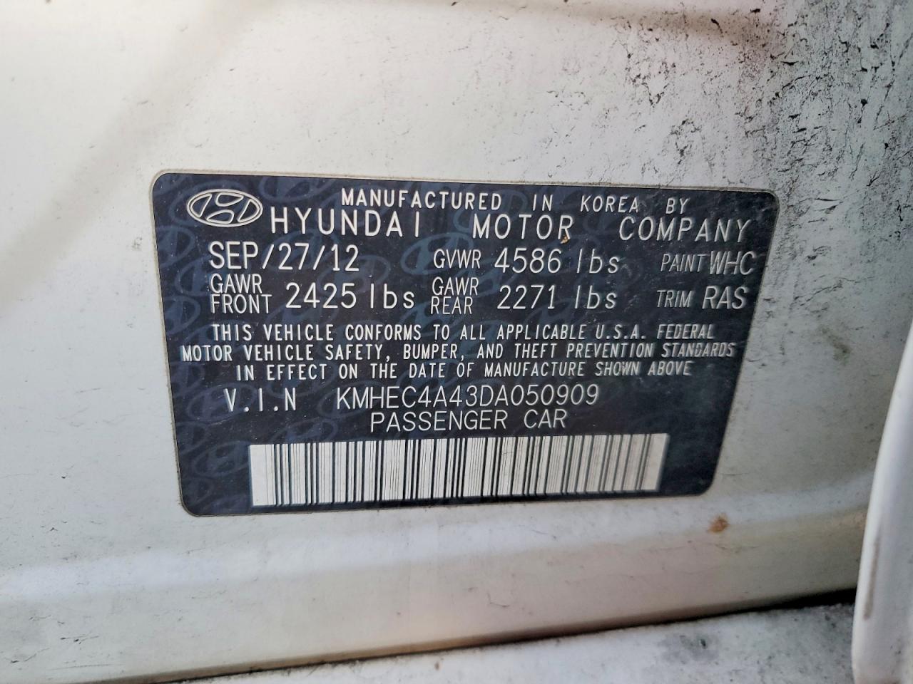 2013 Hyundai Sonata Hybrid Limited White vin: KMHEC4A43DA050909