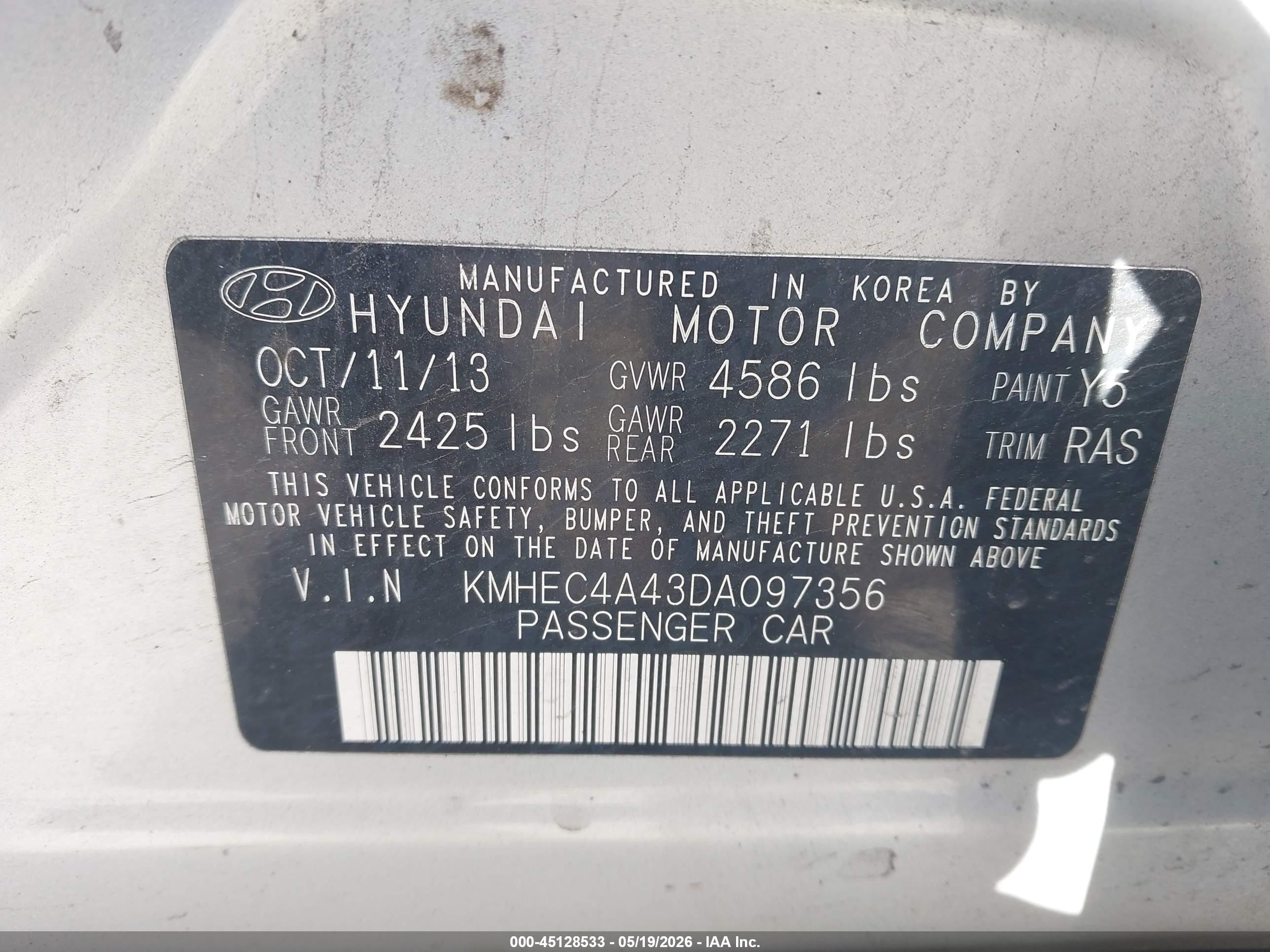 2013 Hyundai Sonata Hybrid Limited Silver vin: KMHEC4A43DA097356
