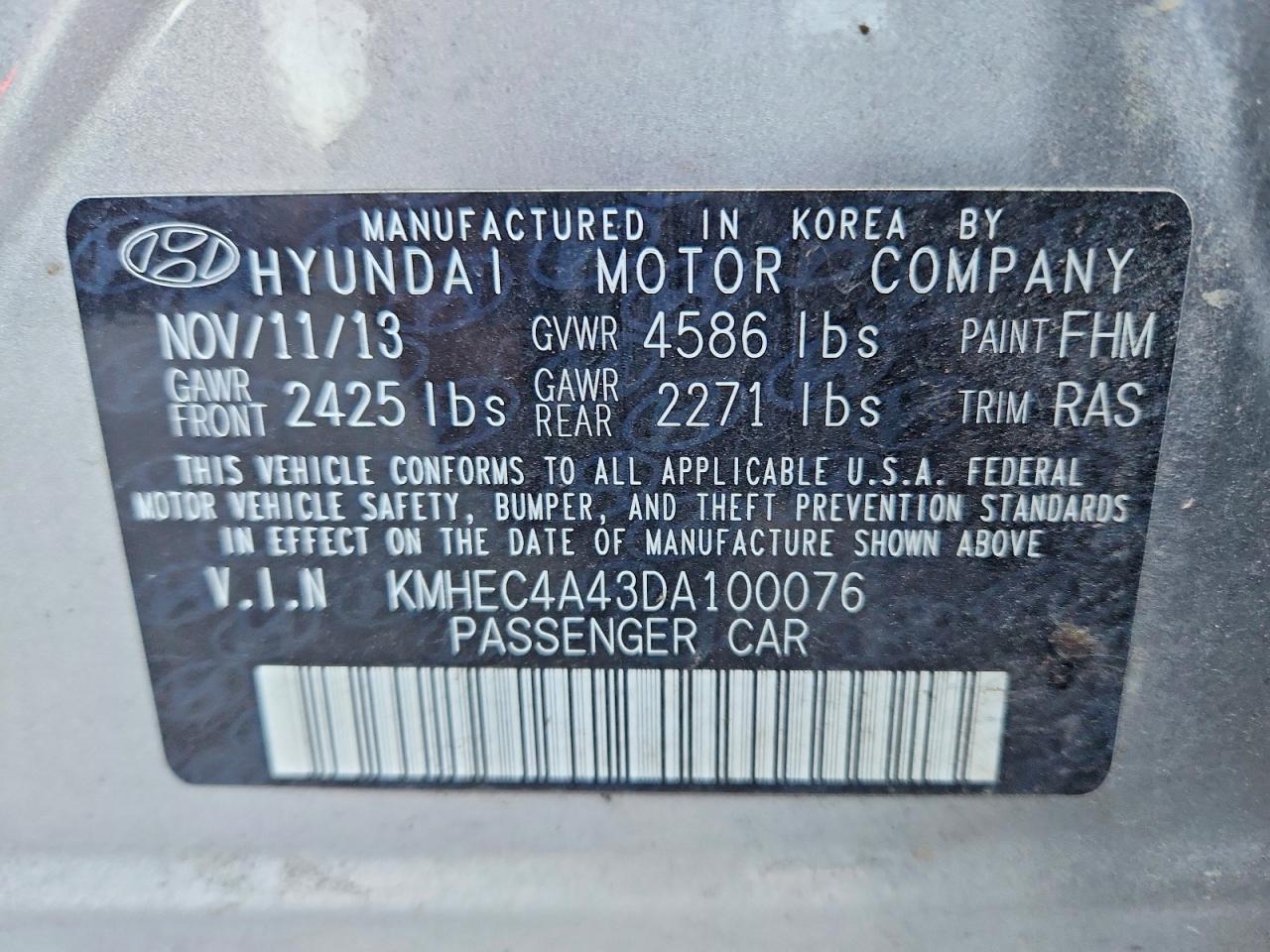 2013 Hyundai Sonata Hybrid Silver vin: KMHEC4A43DA100076