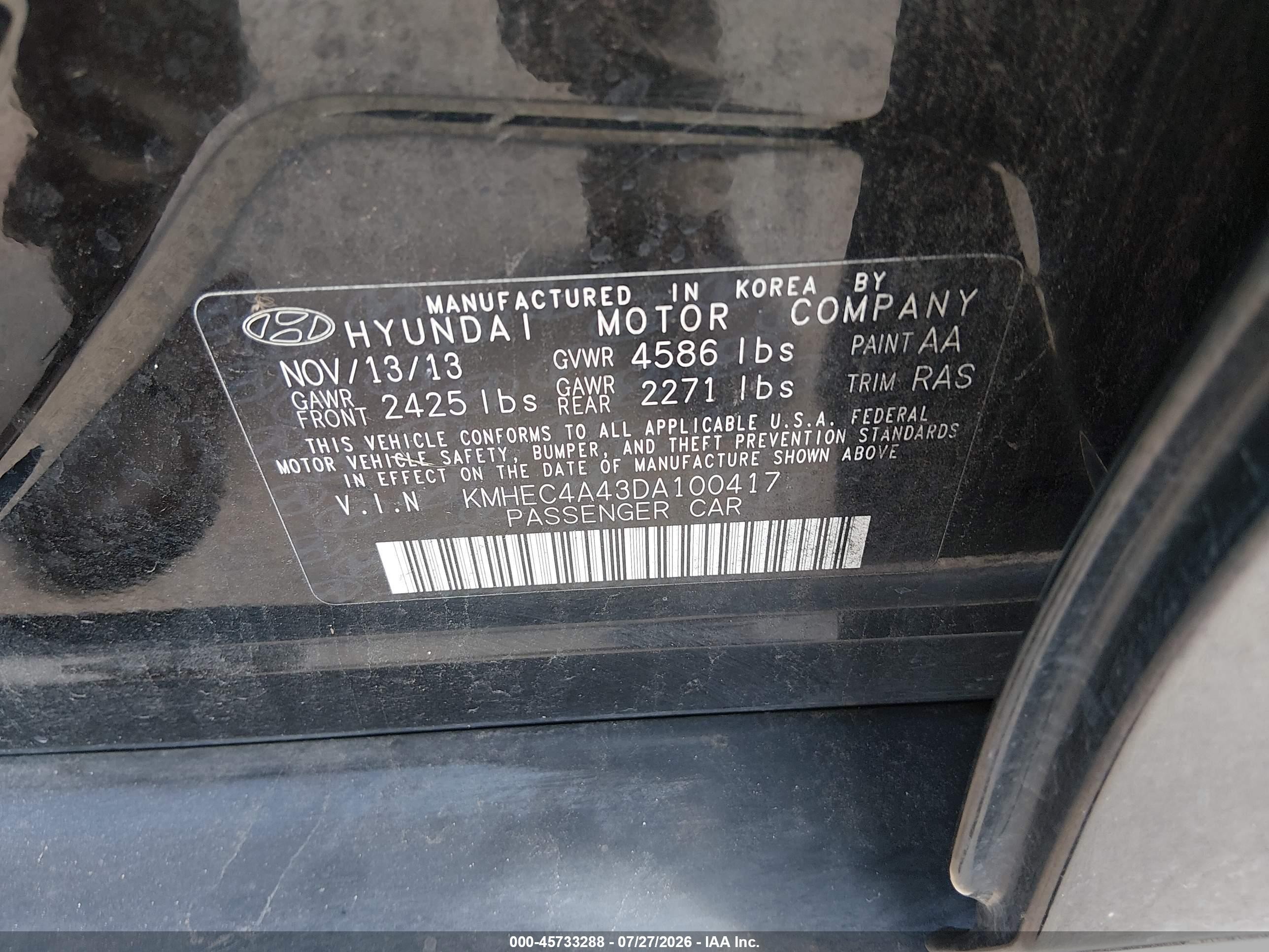 2013 Hyundai Sonata Hybrid Limited Black vin: KMHEC4A43DA100417