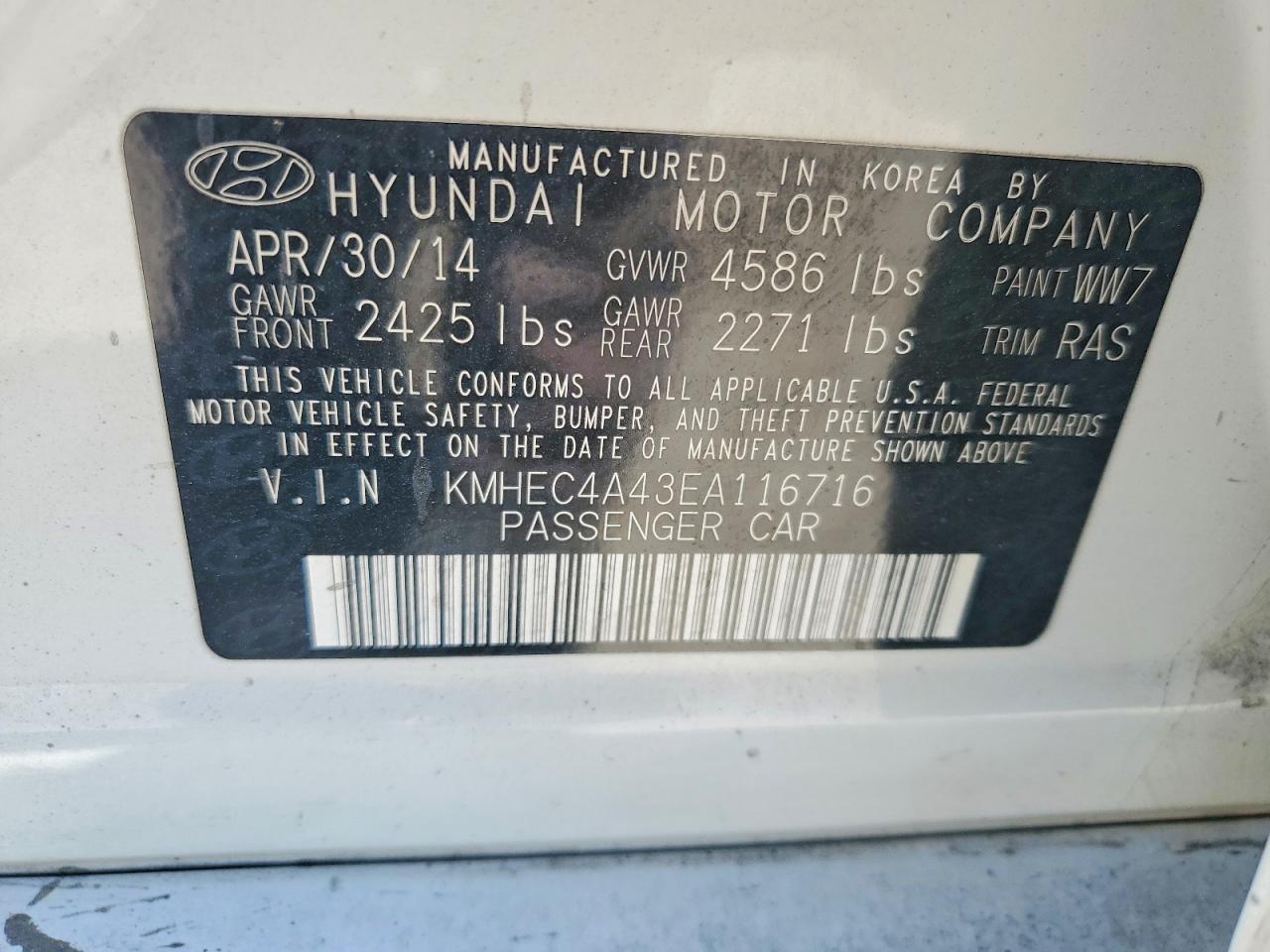 2014 Hyundai Sonata Hybrid Gray vin: KMHEC4A43EA116716