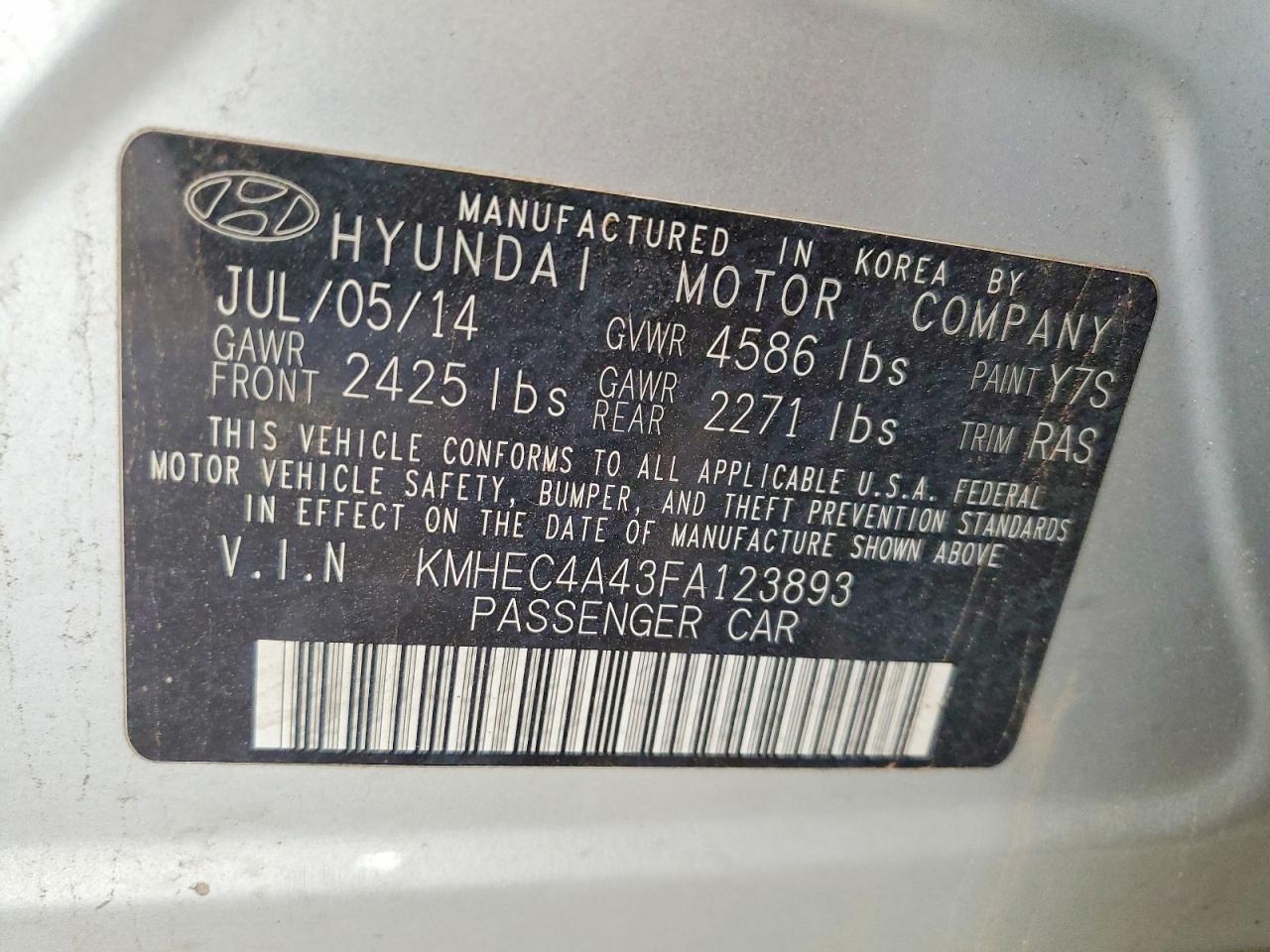 2015 Hyundai Sonata Hybrid Limited Silver vin: KMHEC4A43FA123893