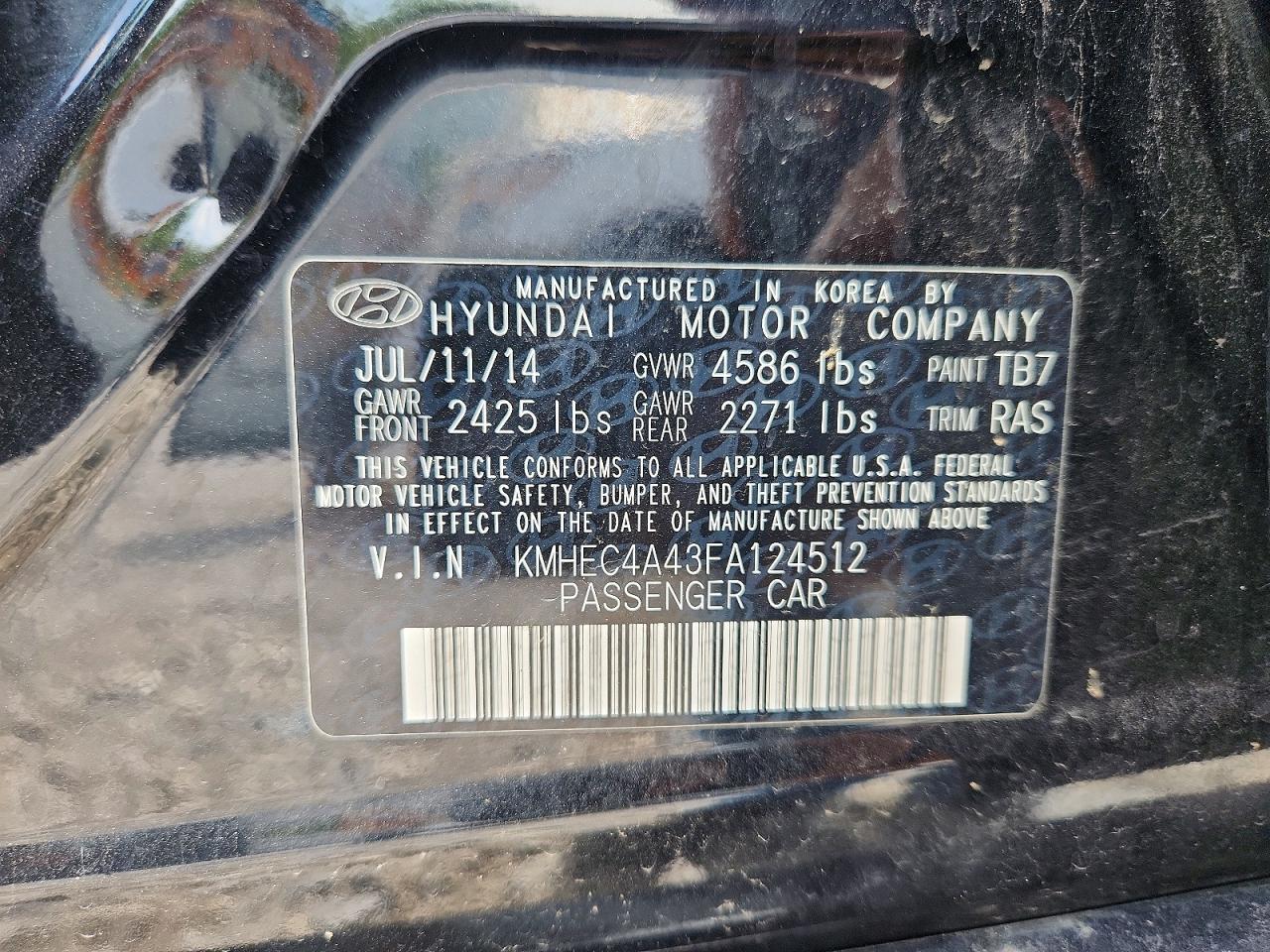 2015 Hyundai Sonata Hybrid Limited Black vin: KMHEC4A43FA124512