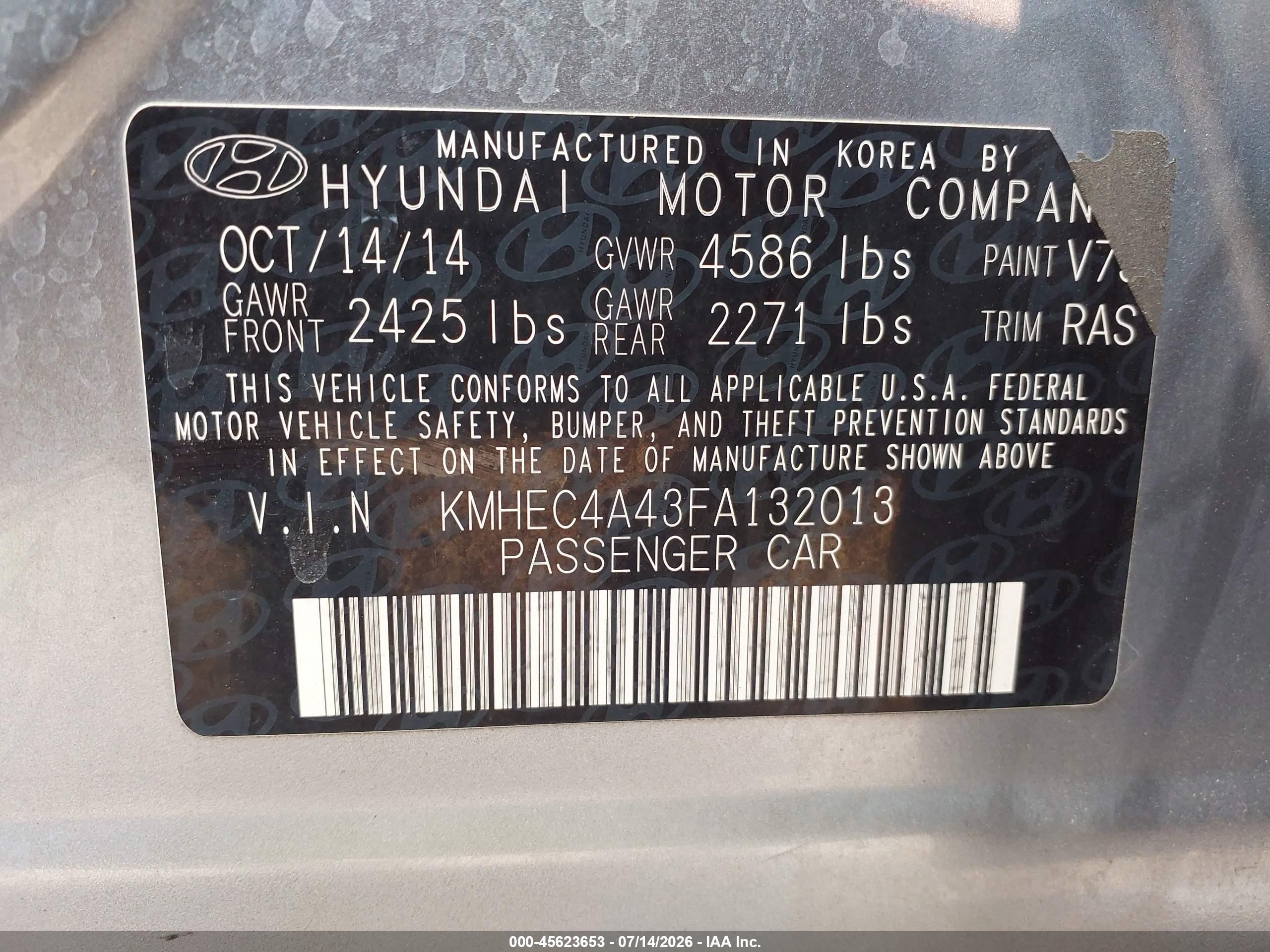 2015 Hyundai Sonata Hybrid   Серебряный vin: KMHEC4A43FA132013