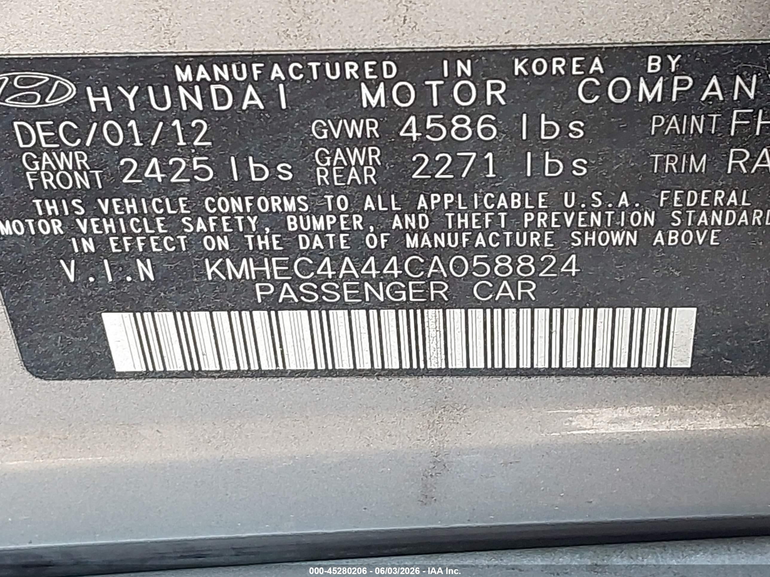 2012 Hyundai Sonata Hybrid   Gray vin: KMHEC4A44CA058824