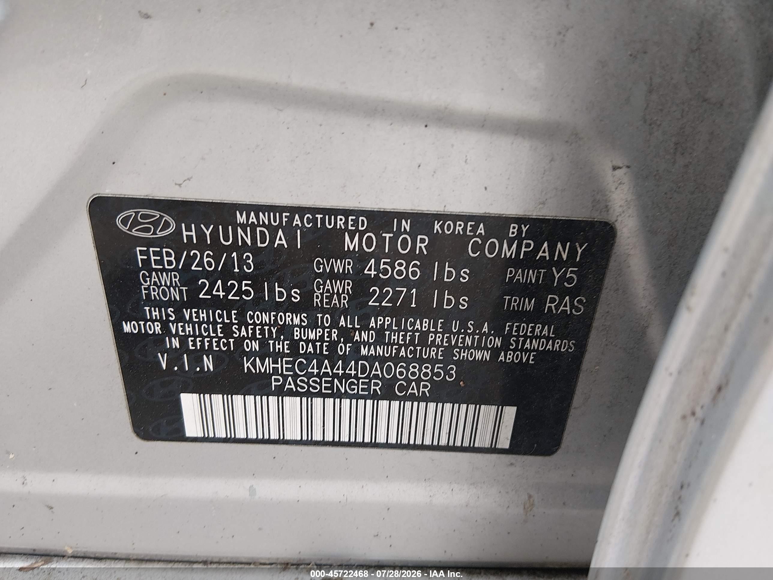 2013 Hyundai Sonata Hybrid Limited Gray vin: KMHEC4A44DA068853