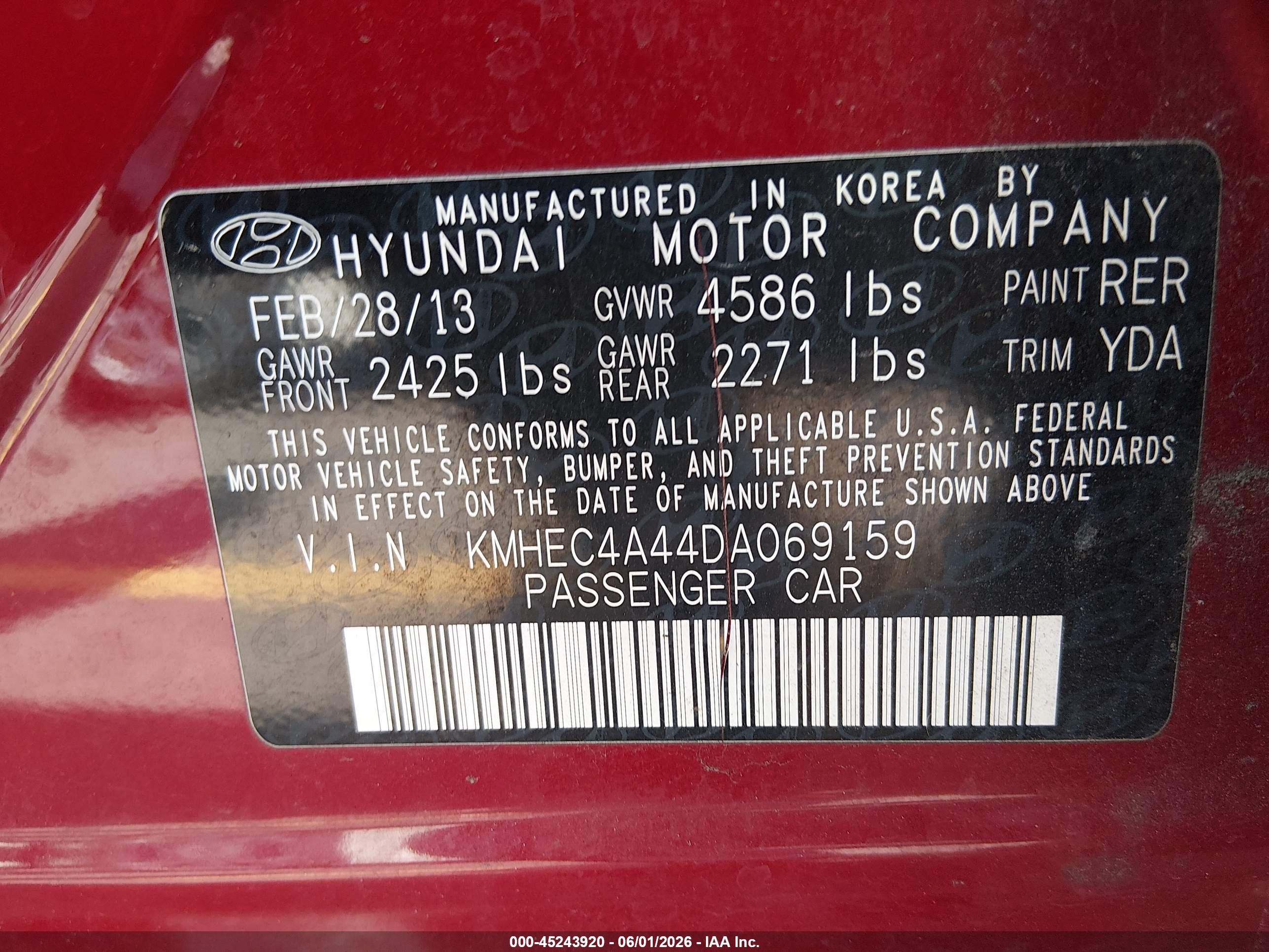 2013 Hyundai Sonata Hybrid   Red vin: KMHEC4A44DA069159