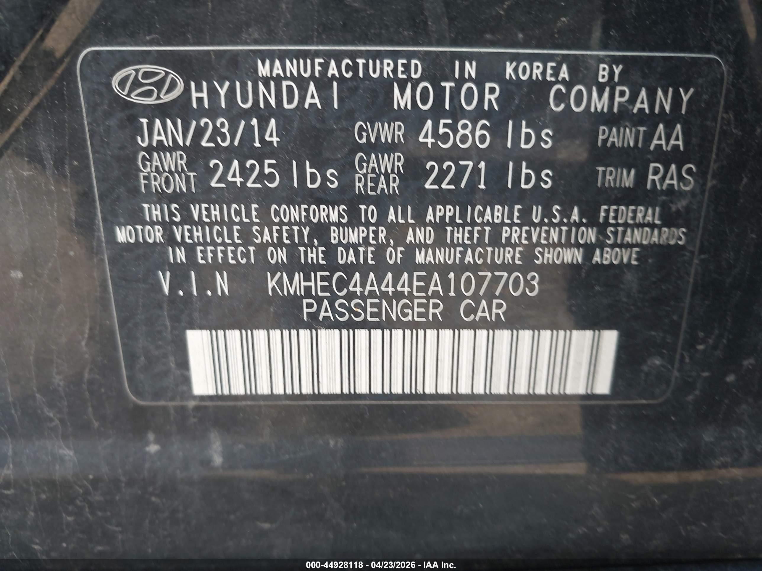 2014 Hyundai Sonata Hybrid Limited Black vin: KMHEC4A44EA107703