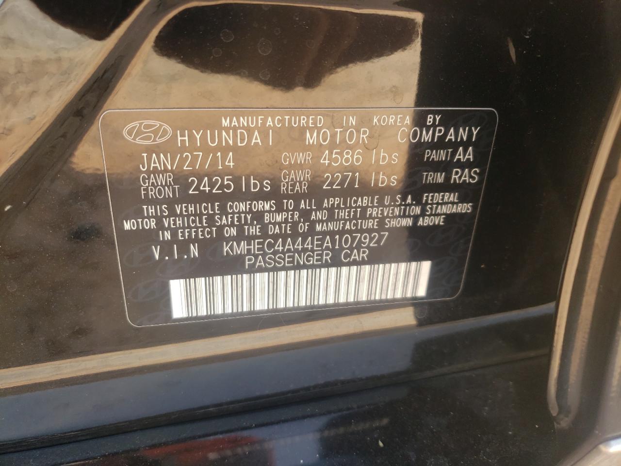 2014 Hyundai Sonata Hybrid Black vin: KMHEC4A44EA107927