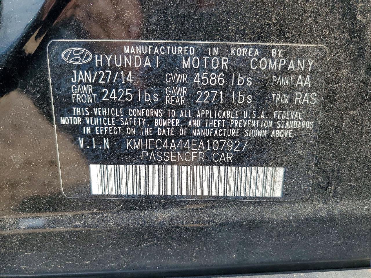 2014 Hyundai Sonata Hybrid Black vin: KMHEC4A44EA107927