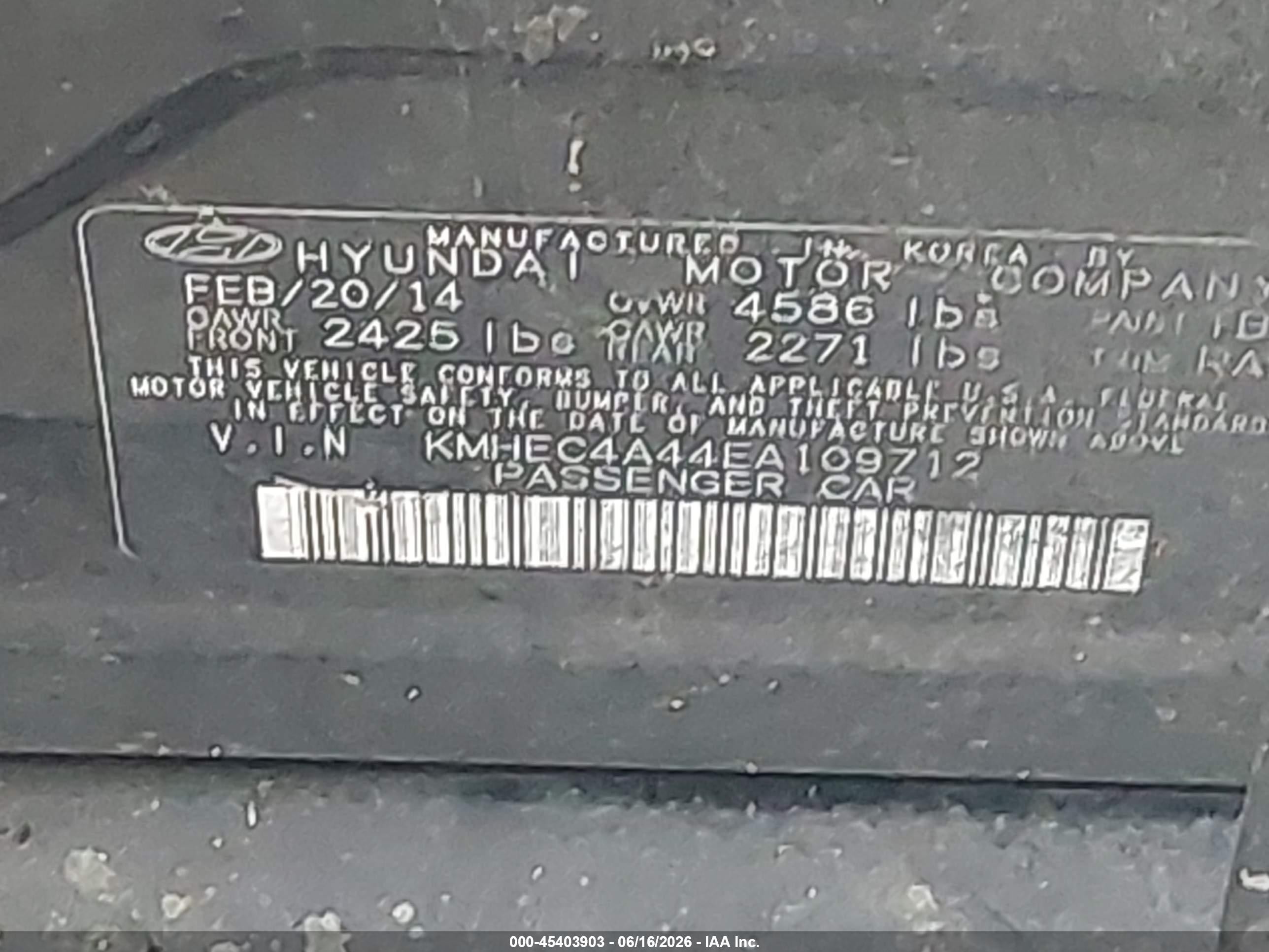 2014 Hyundai Sonata Hybrid Limited Black vin: KMHEC4A44EA109712