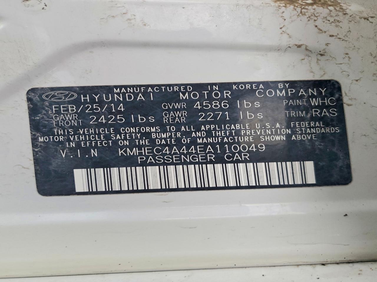 2014 Hyundai Sonata Hybrid Белый vin: KMHEC4A44EA110049