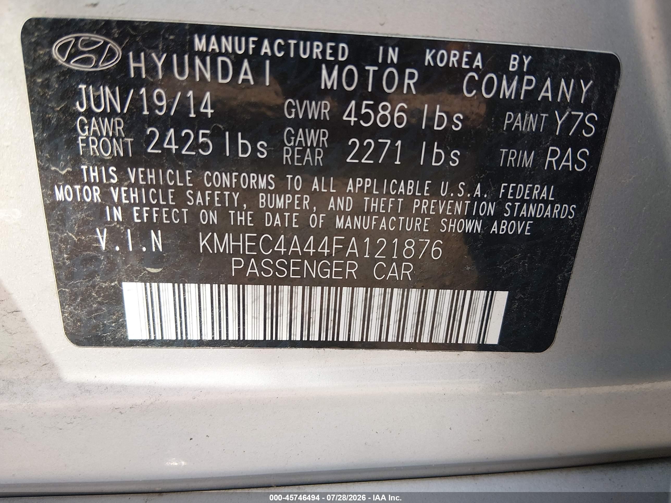 2015 Hyundai Sonata Hybrid Limited Silver vin: KMHEC4A44FA121876