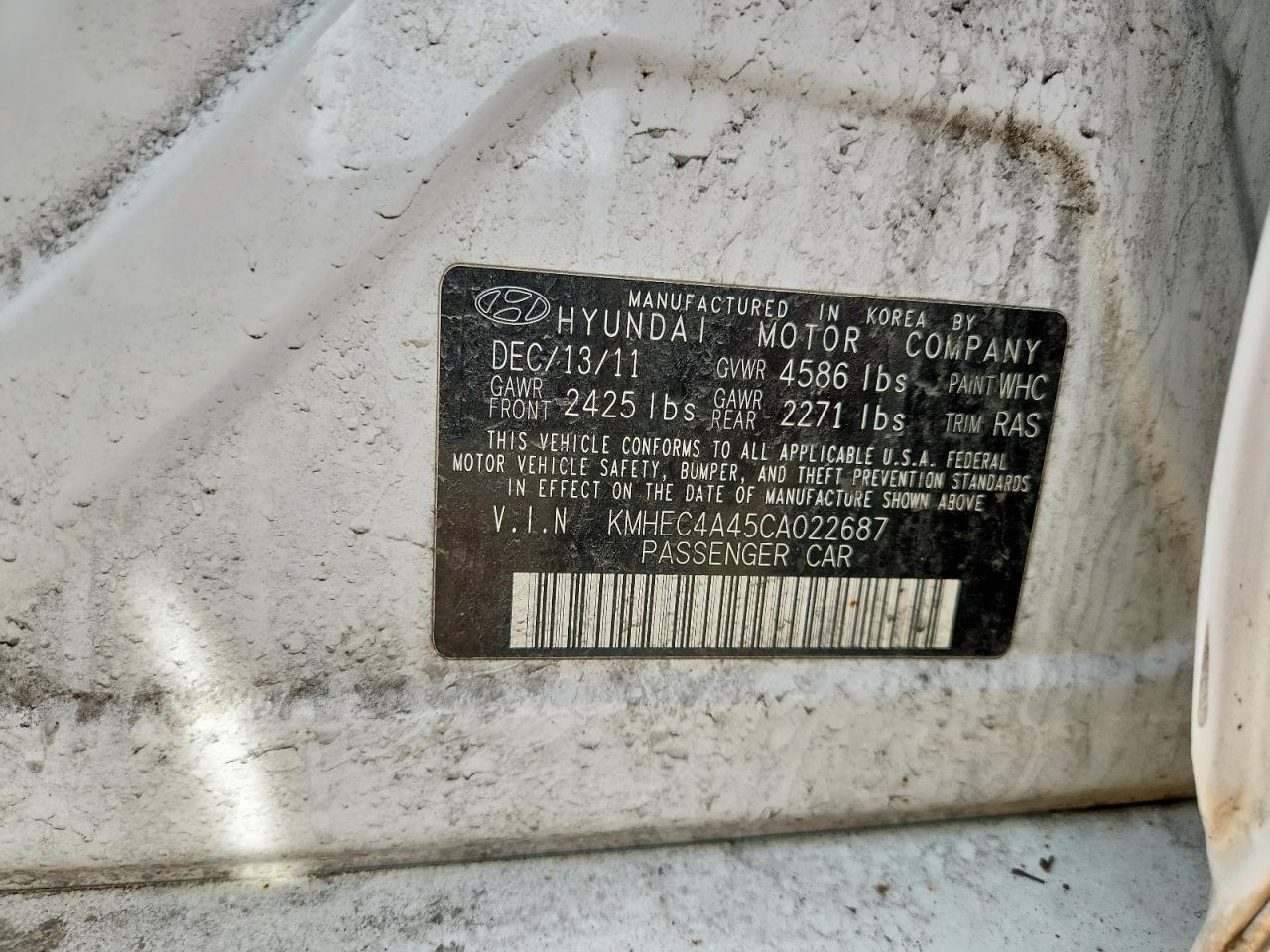 2012 Hyundai Sonata Hybrid White vin: KMHEC4A45CA022687