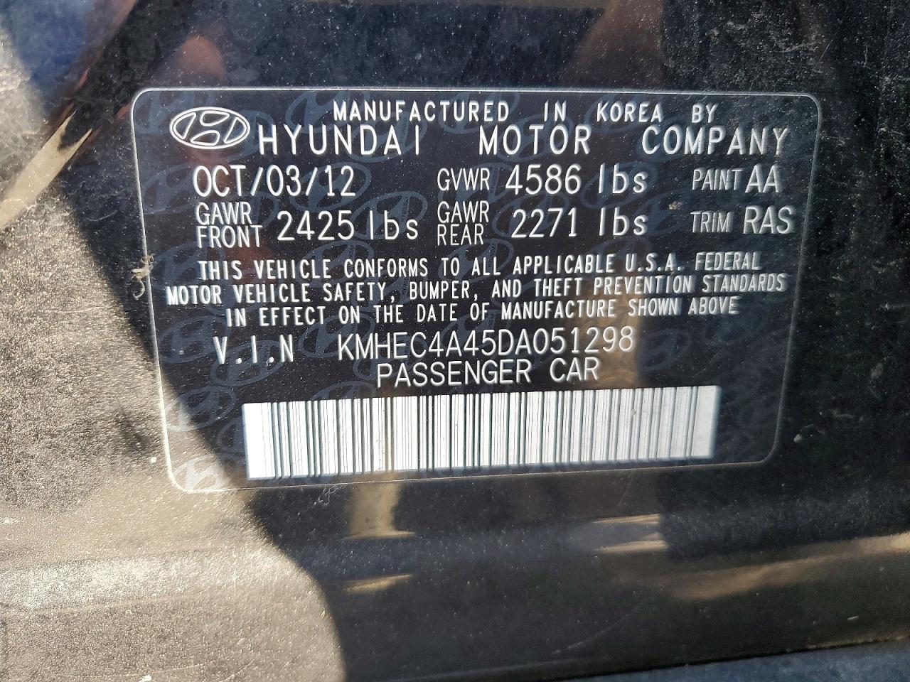 2013 Hyundai Sonata Hybrid Black vin: KMHEC4A45DA051298