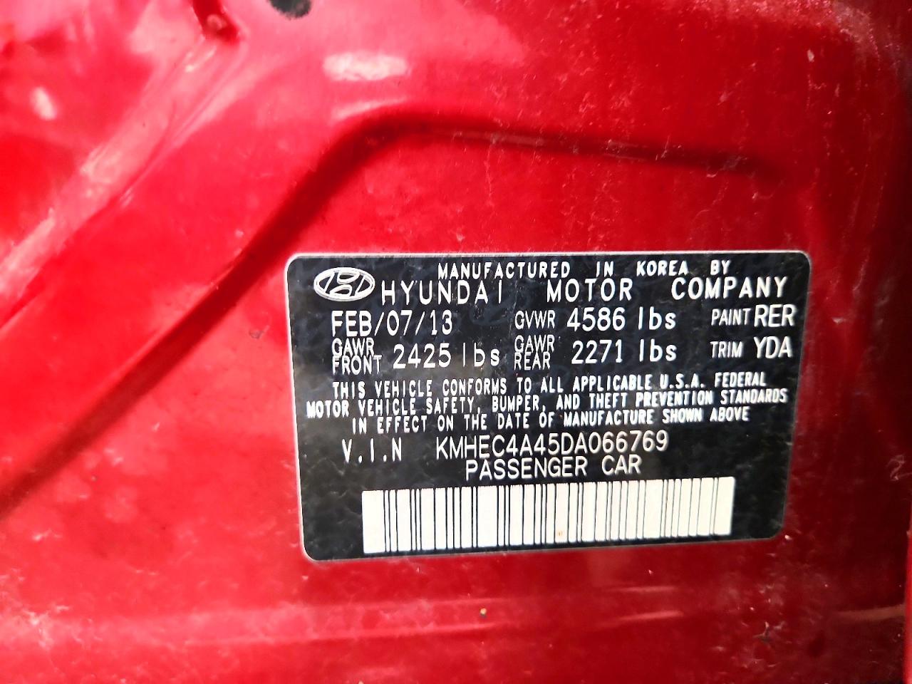 2013 Hyundai Sonata Hybrid Красный vin: KMHEC4A45DA066769