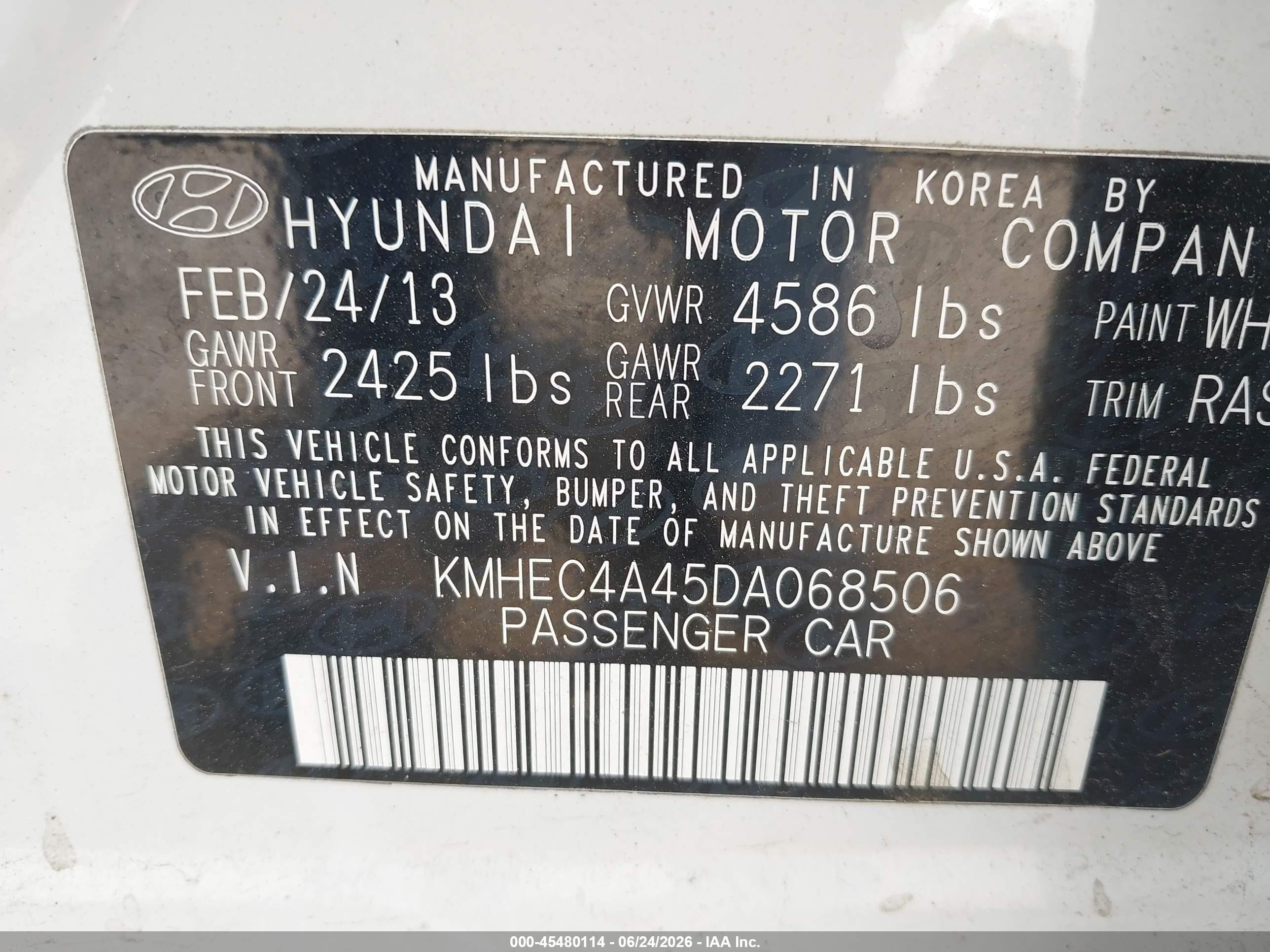 2013 Hyundai Sonata Hybrid Limited White vin: KMHEC4A45DA068506