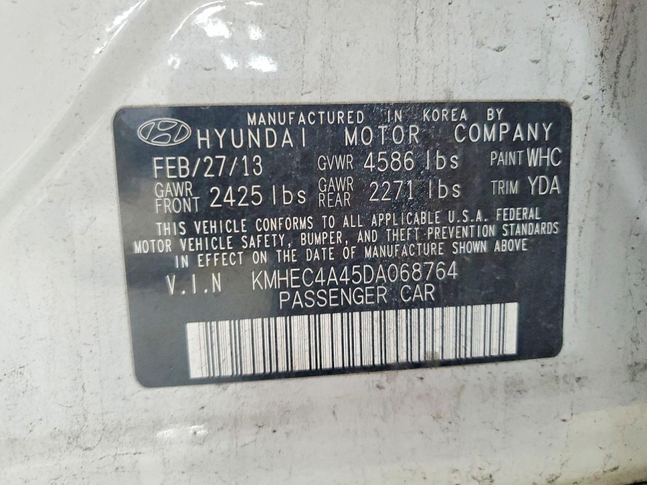 2013 Hyundai Sonata Hybrid White vin: KMHEC4A45DA068764