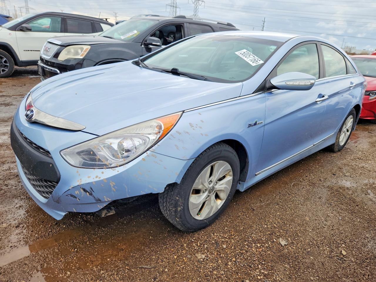 2013 Hyundai Sonata Hybrid Blue vin: KMHEC4A45DA093387