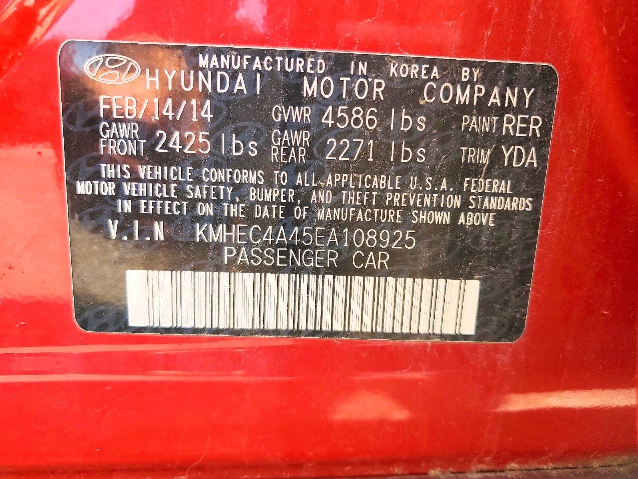 2014 Hyundai Sonata Hybrid Red vin: KMHEC4A45EA108925