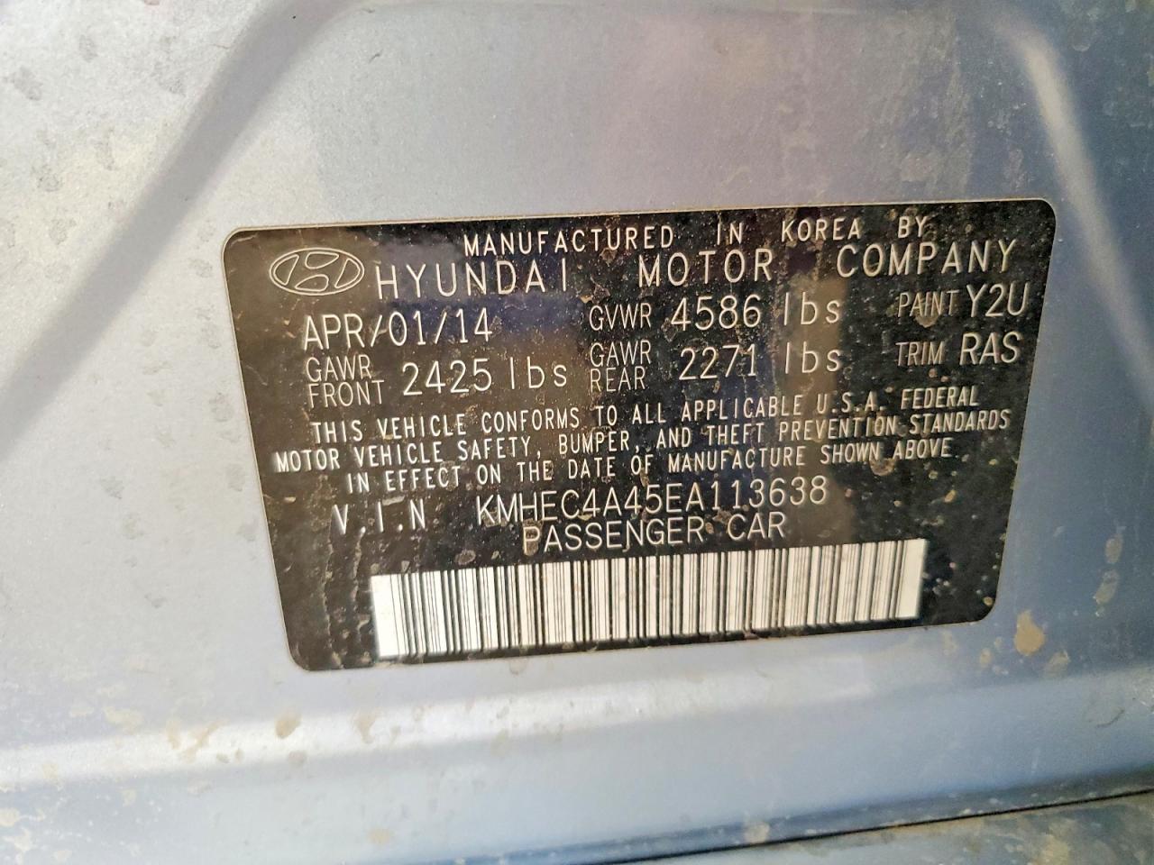 2014 Hyundai Sonata Hybrid Синий vin: KMHEC4A45EA113638