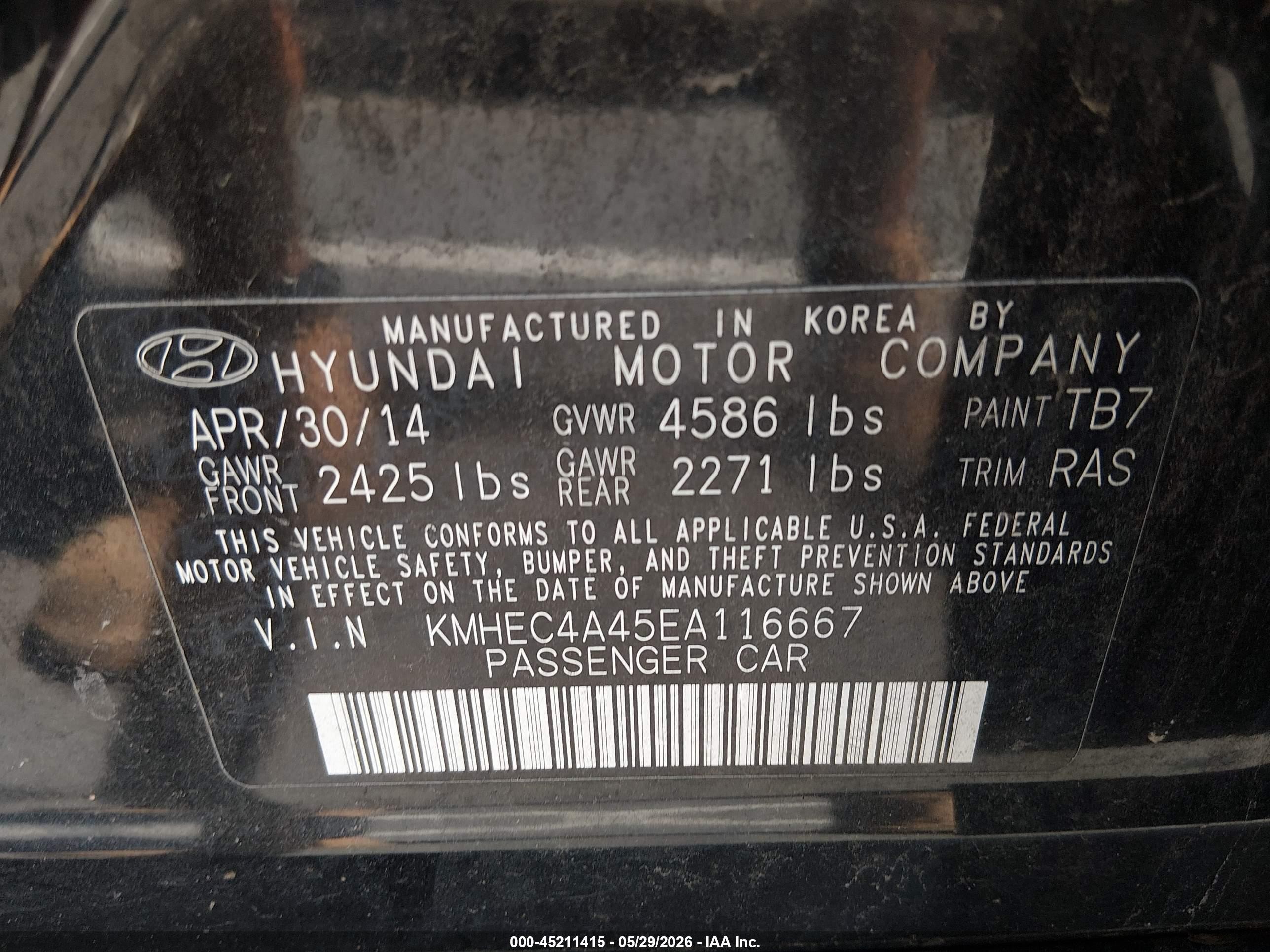 2014 Hyundai Sonata Hybrid   Black vin: KMHEC4A45EA116667