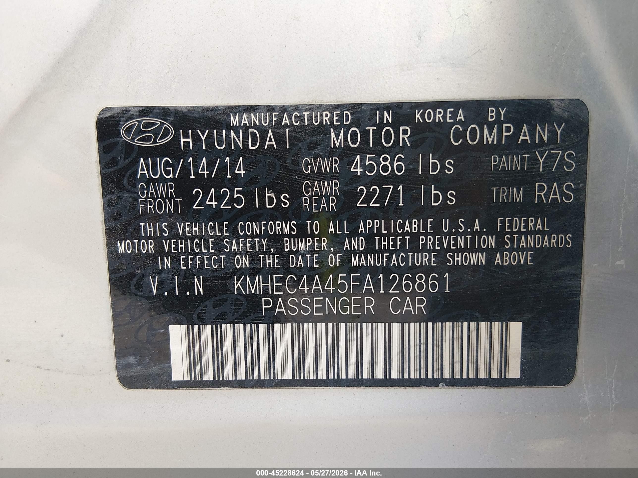 2015 Hyundai Sonata Hybrid   Silver vin: KMHEC4A45FA126861