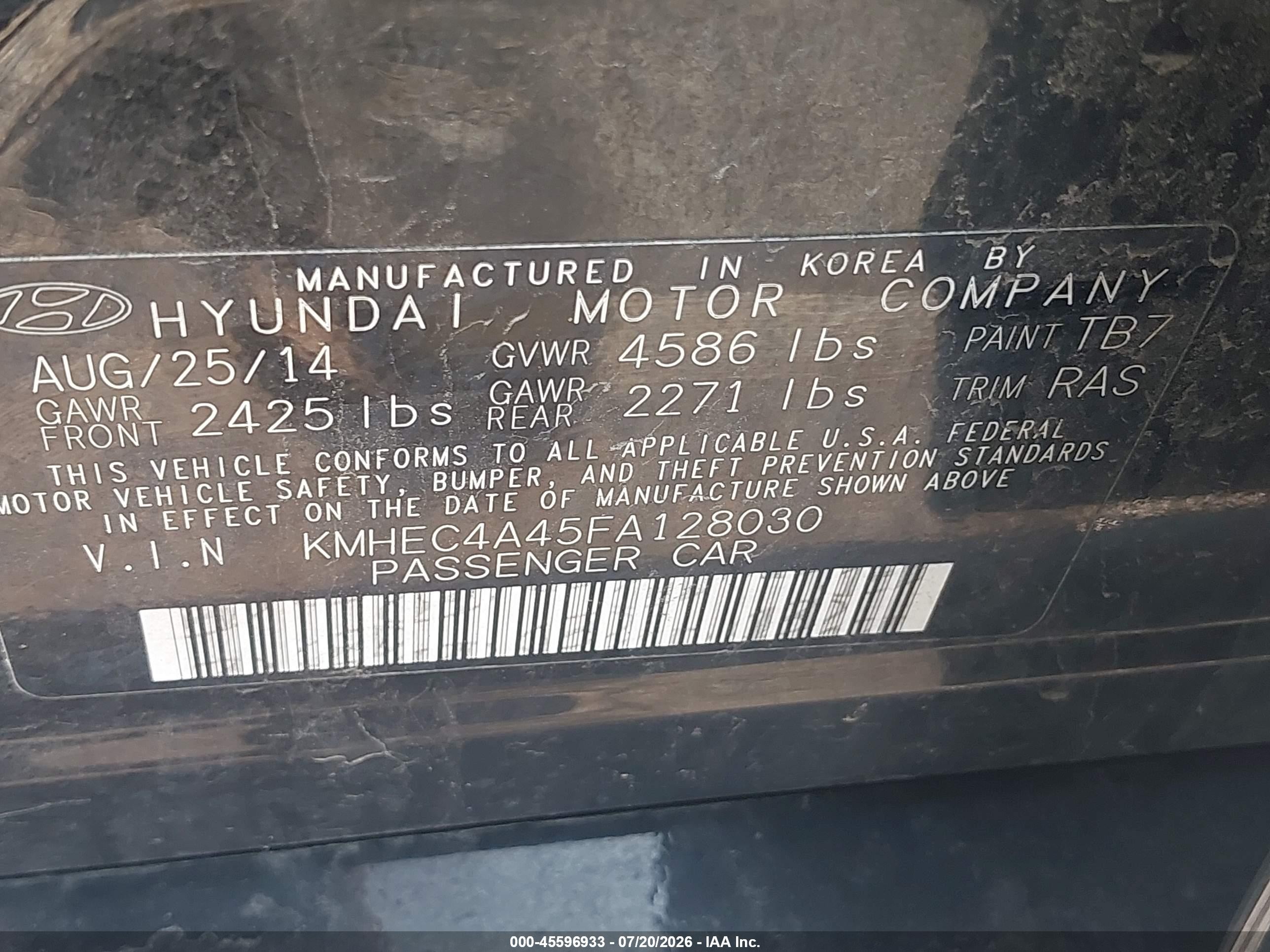 2015 Hyundai Sonata Hybrid Limited Black vin: KMHEC4A45FA128030