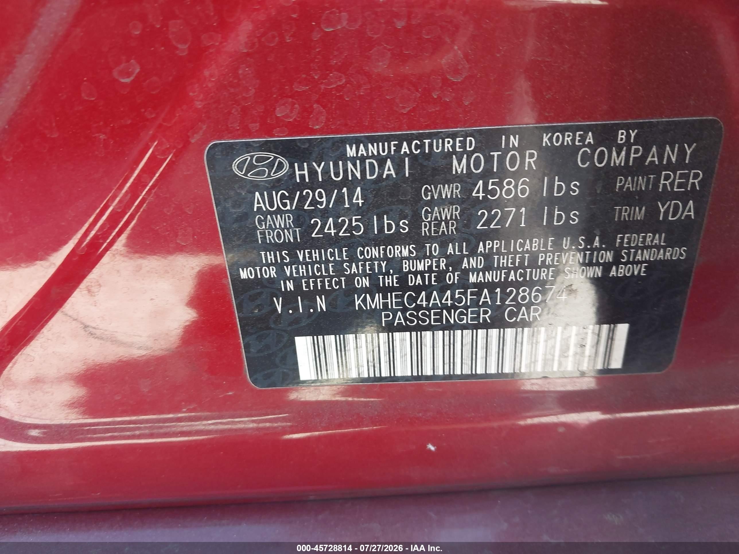 2015 Hyundai Sonata Hybrid Limited Red vin: KMHEC4A45FA128674