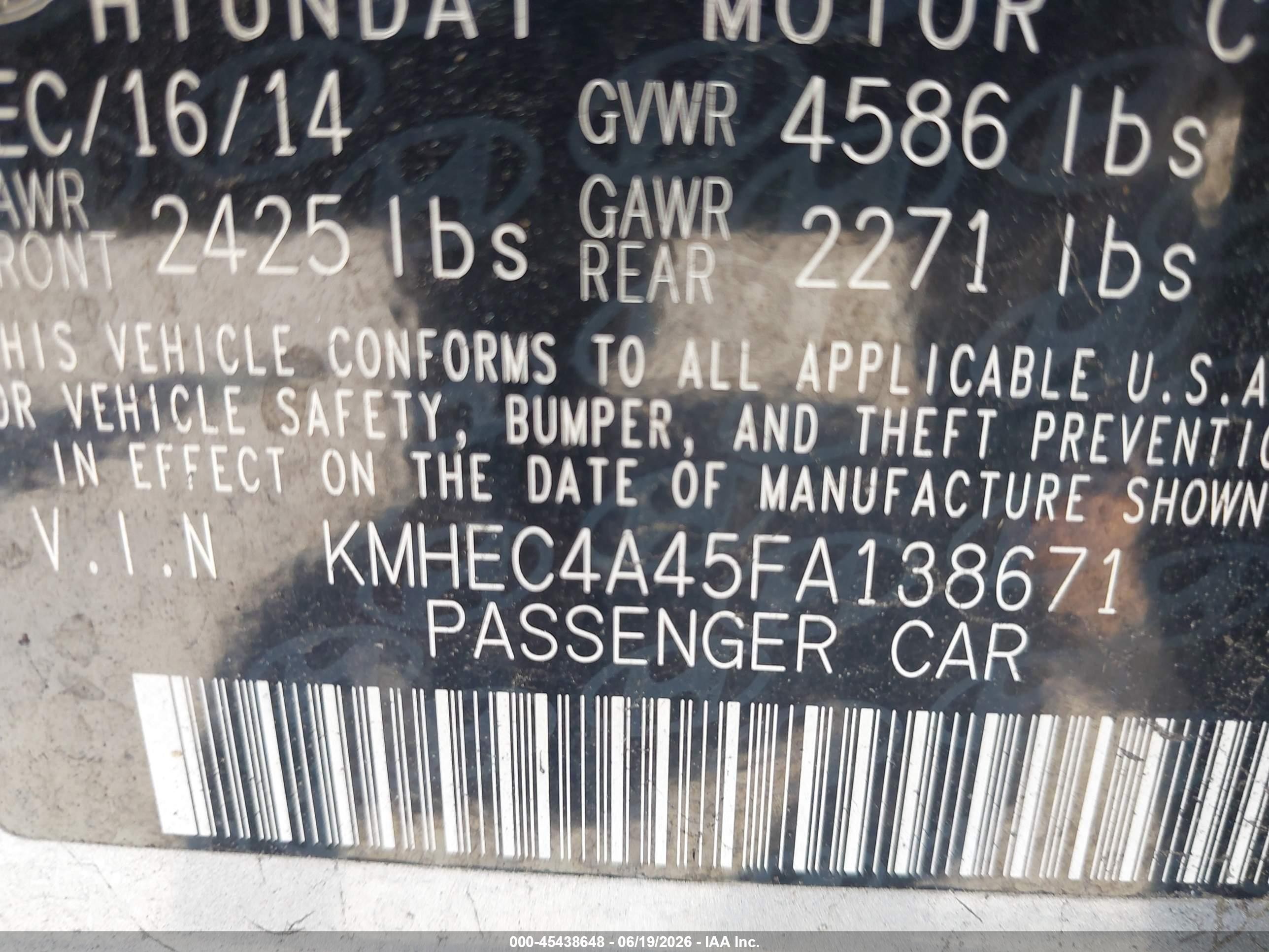 2015 Hyundai Sonata Hybrid   Gray vin: KMHEC4A45FA138671