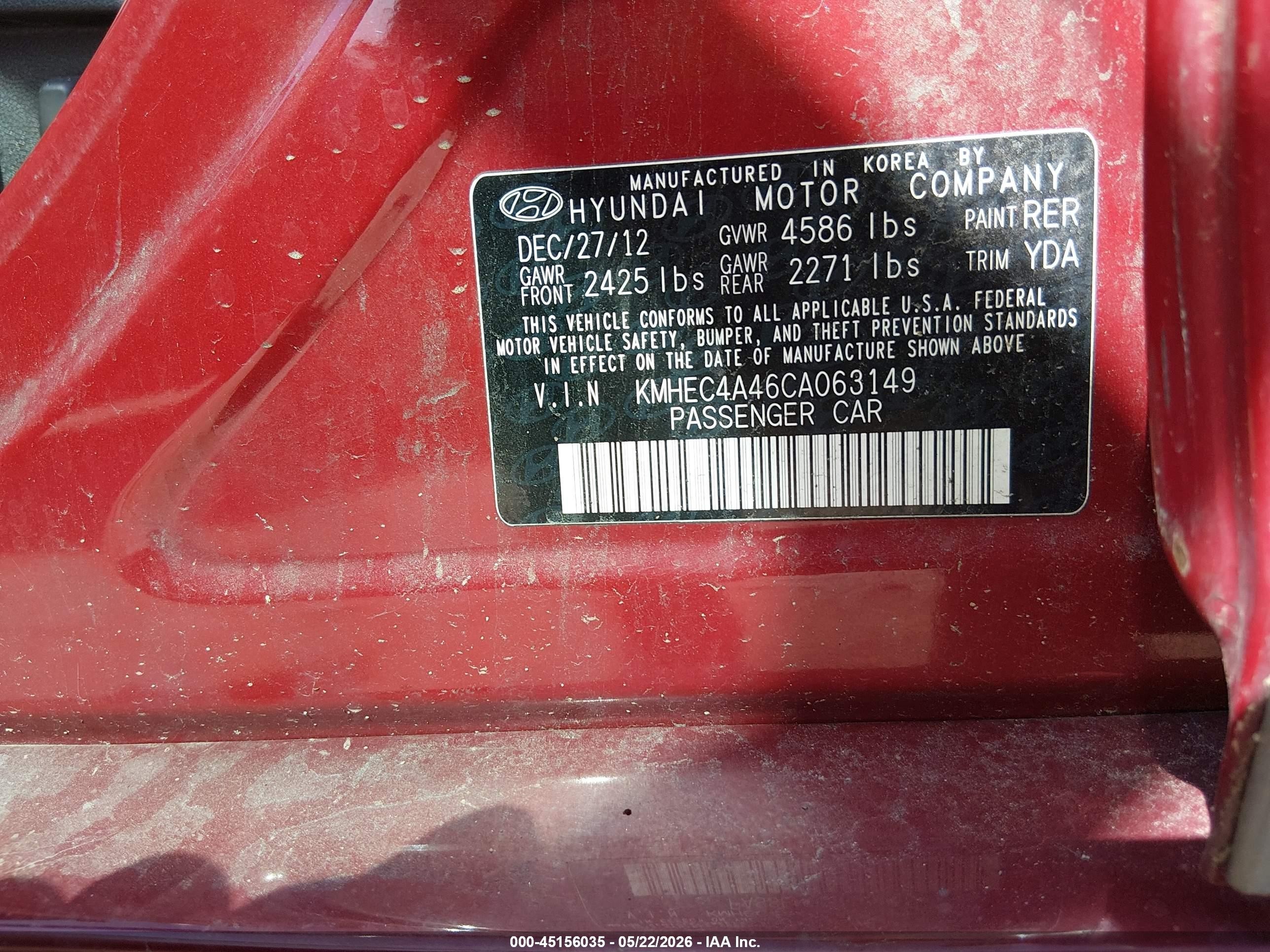 2012 Hyundai Sonata Hybrid   Red vin: KMHEC4A46CA063149
