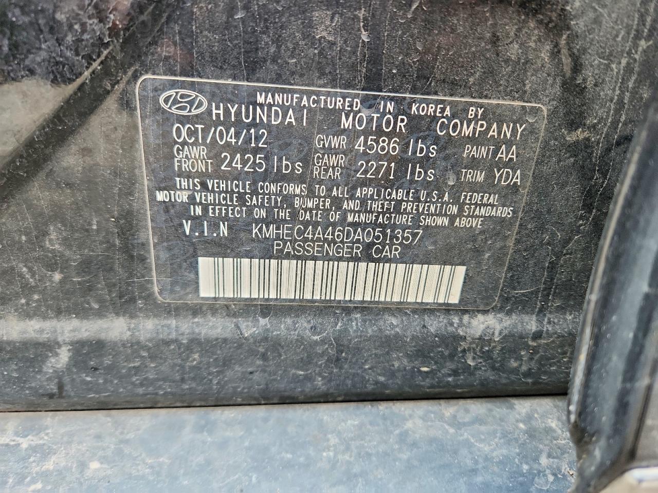 2013 Hyundai Sonata Hybrid Black vin: KMHEC4A46DA051357