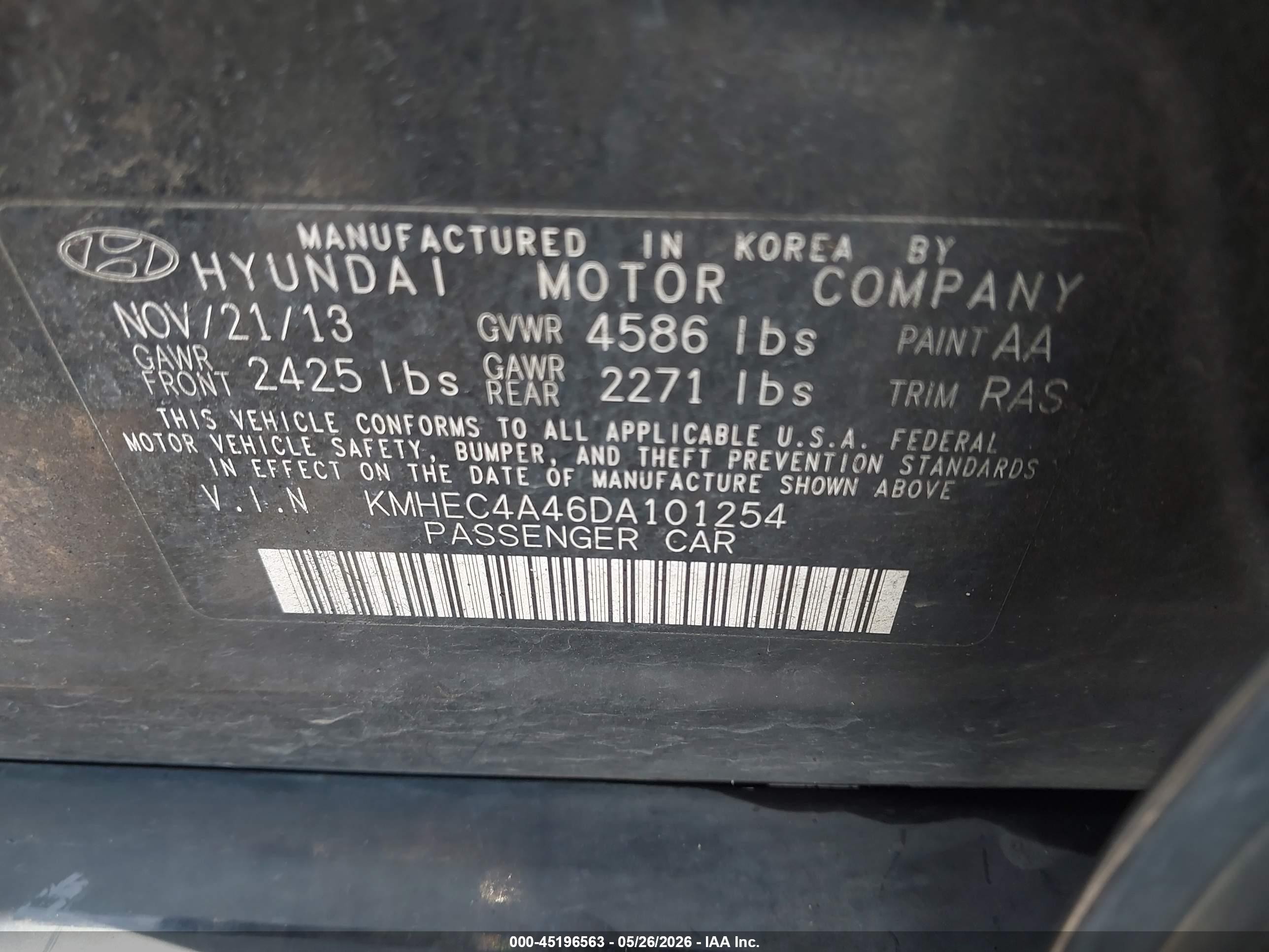2013 Hyundai Sonata Hybrid Limited Black vin: KMHEC4A46DA101254