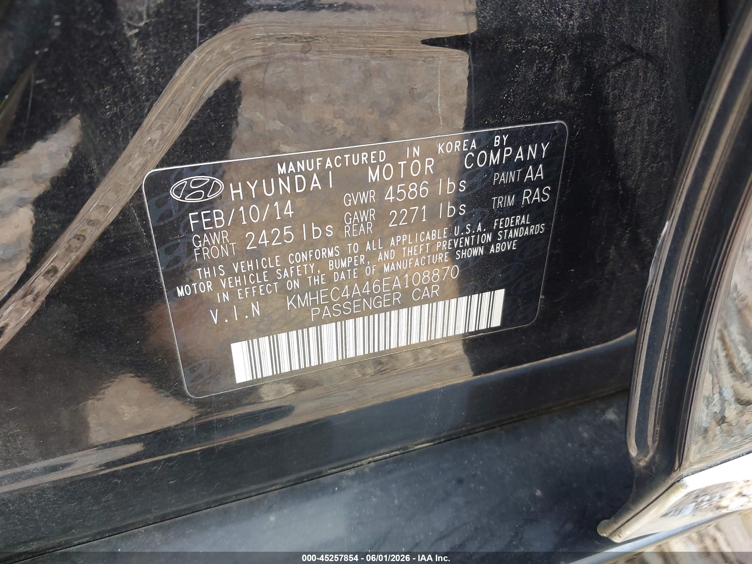 2014 Hyundai Sonata Hybrid Limited Black vin: KMHEC4A46EA108870