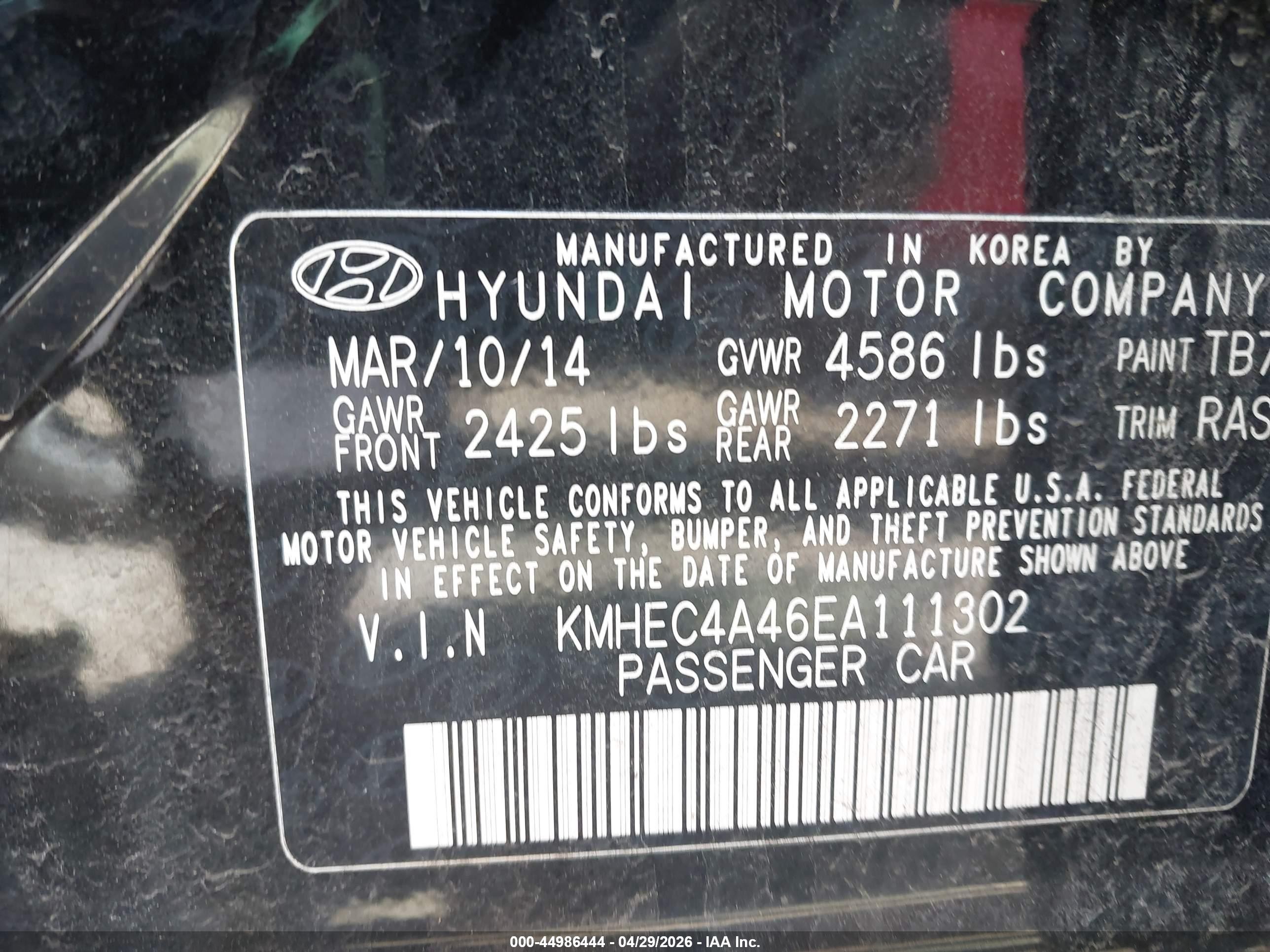 2014 Hyundai Sonata Hybrid Limited Black vin: KMHEC4A46EA111302