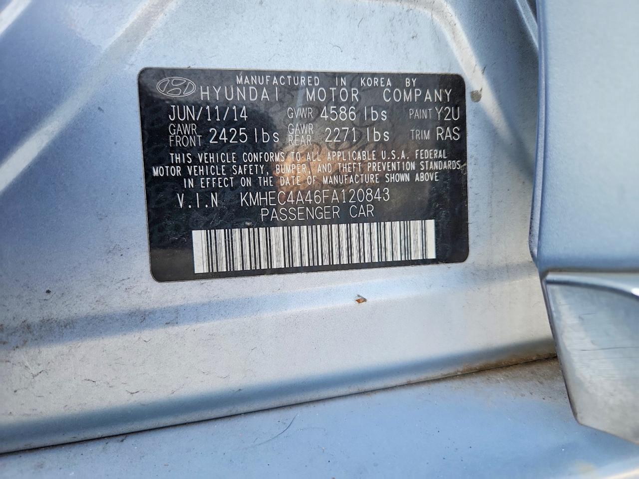 2015 Hyundai Sonata Hybrid Limited Blue vin: KMHEC4A46FA120843