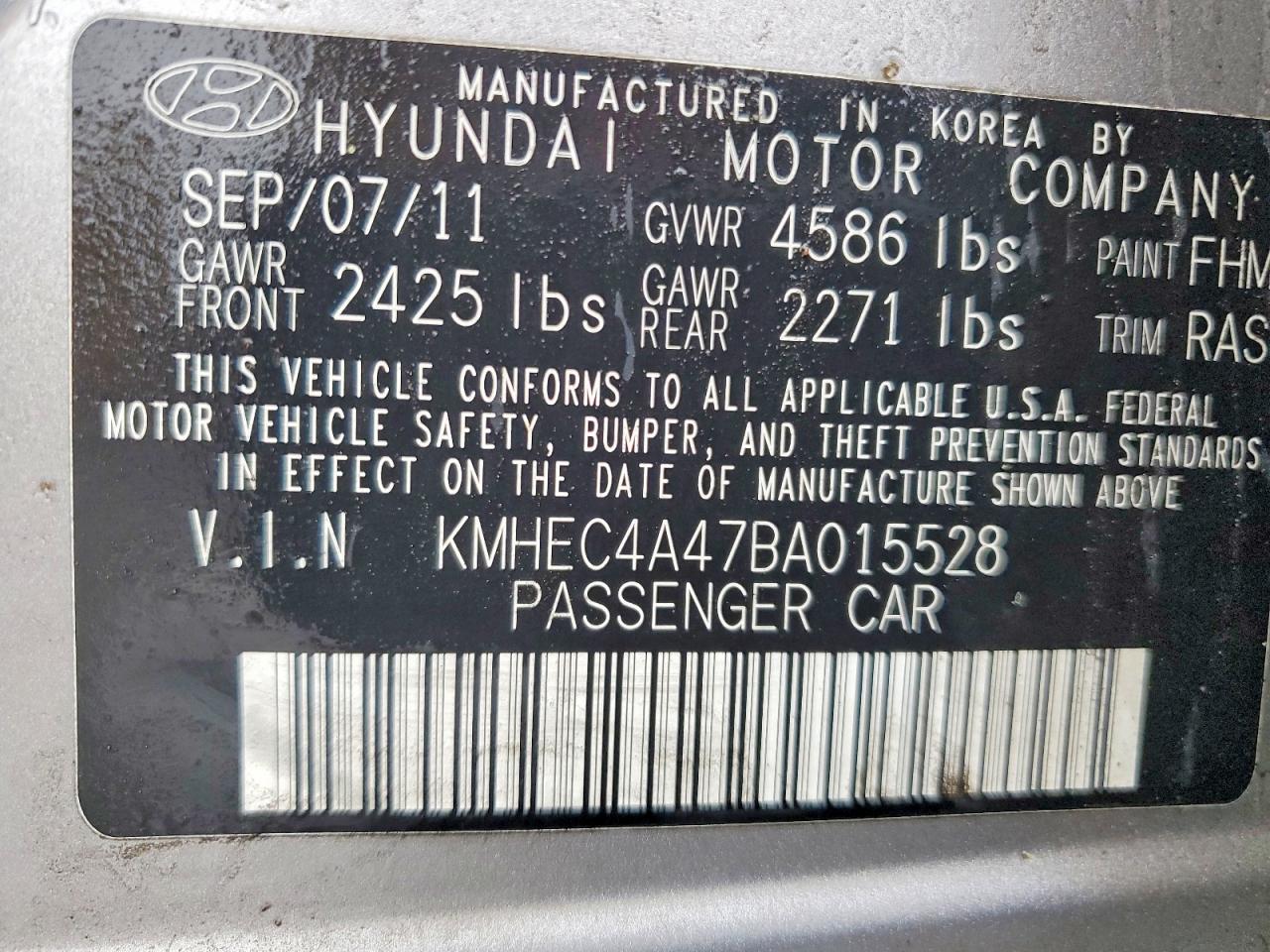 2011 Hyundai Sonata Hybrid Silver vin: KMHEC4A47BA015528