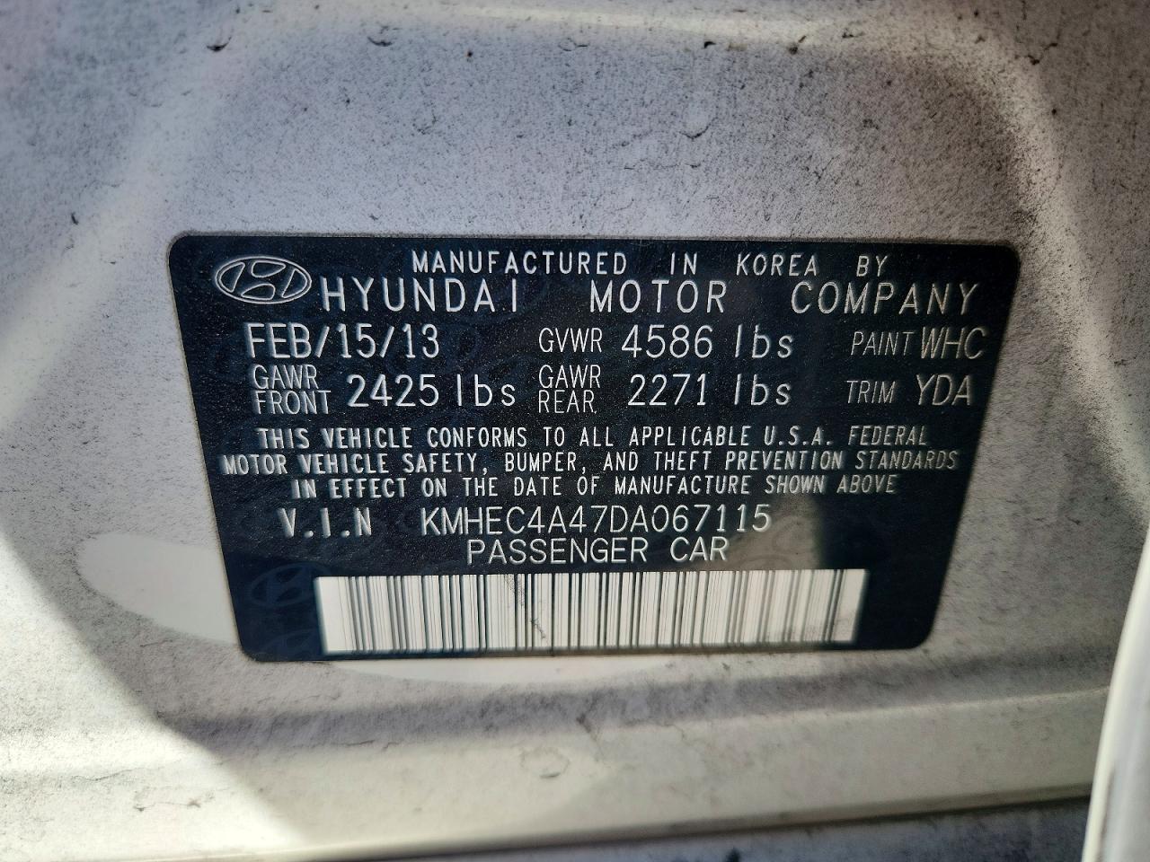 2013 Hyundai Sonata Hybrid White vin: KMHEC4A47DA067115