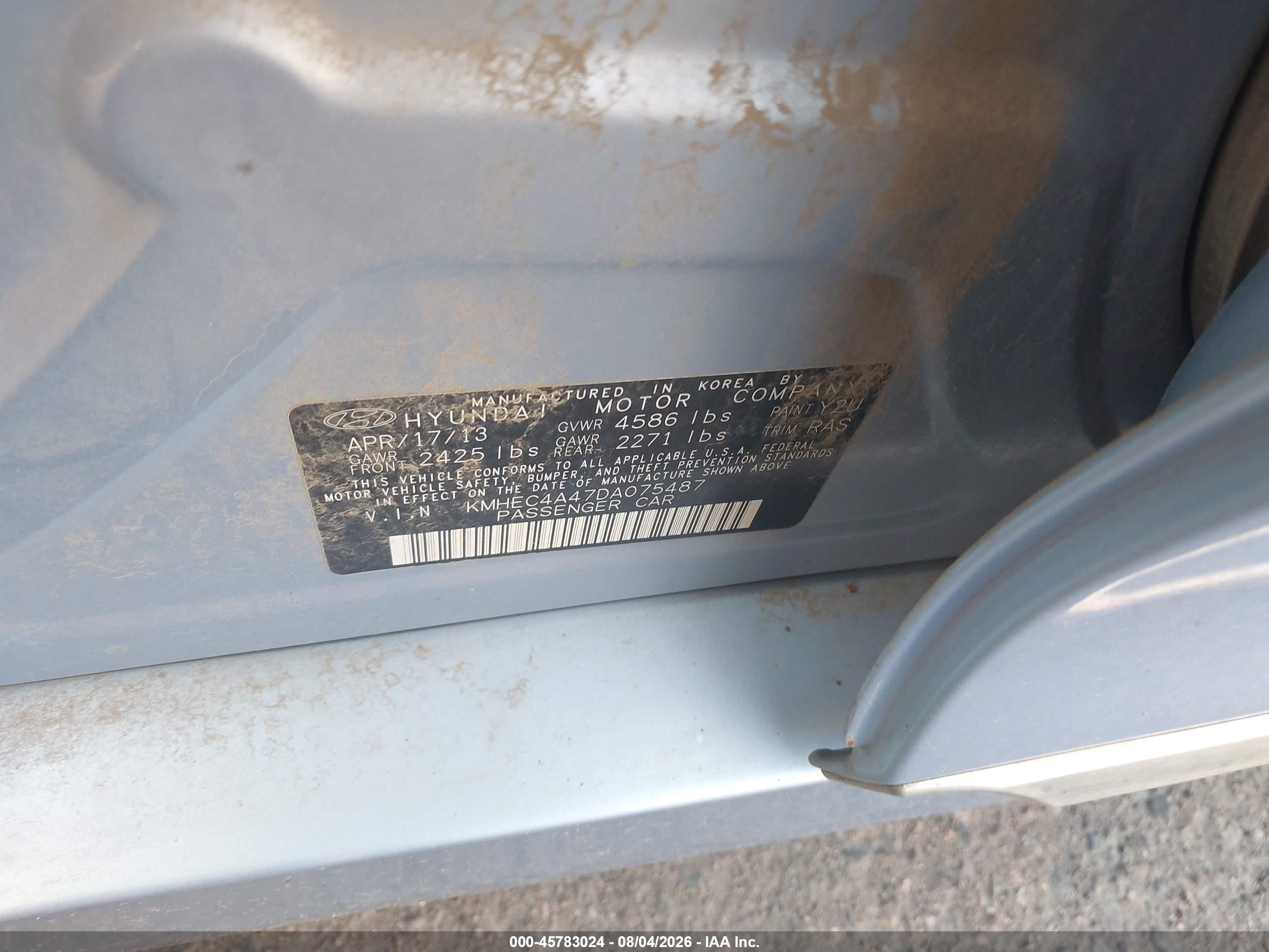 2013 Hyundai Sonata Hybrid   Blue vin: KMHEC4A47DA075487