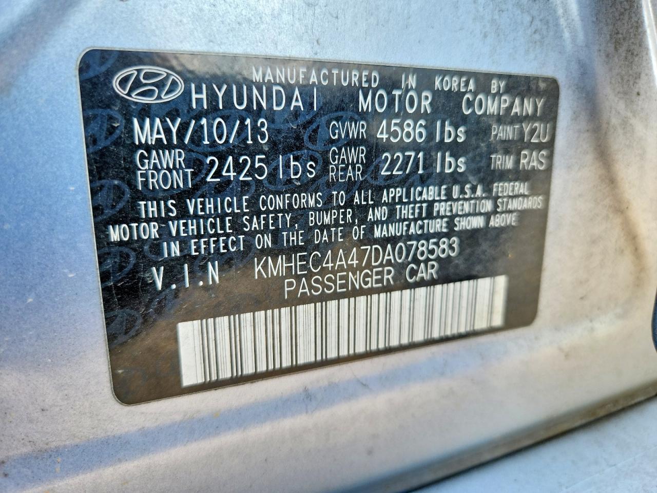 2013 Hyundai Sonata Hybrid Blue vin: KMHEC4A47DA078583