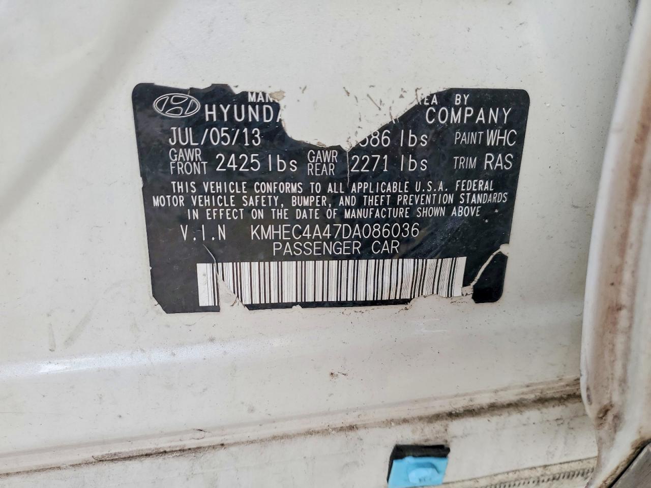 2013 Hyundai Sonata Hybrid Limited Белый vin: KMHEC4A47DA086036