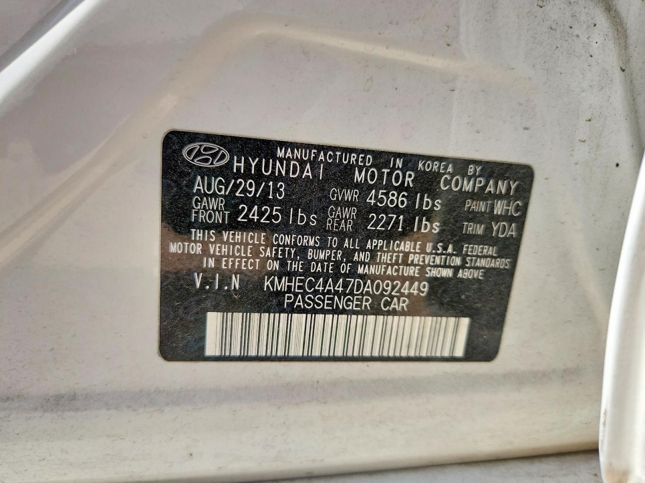 2013 Hyundai Sonata Hybrid Белый vin: KMHEC4A47DA092449